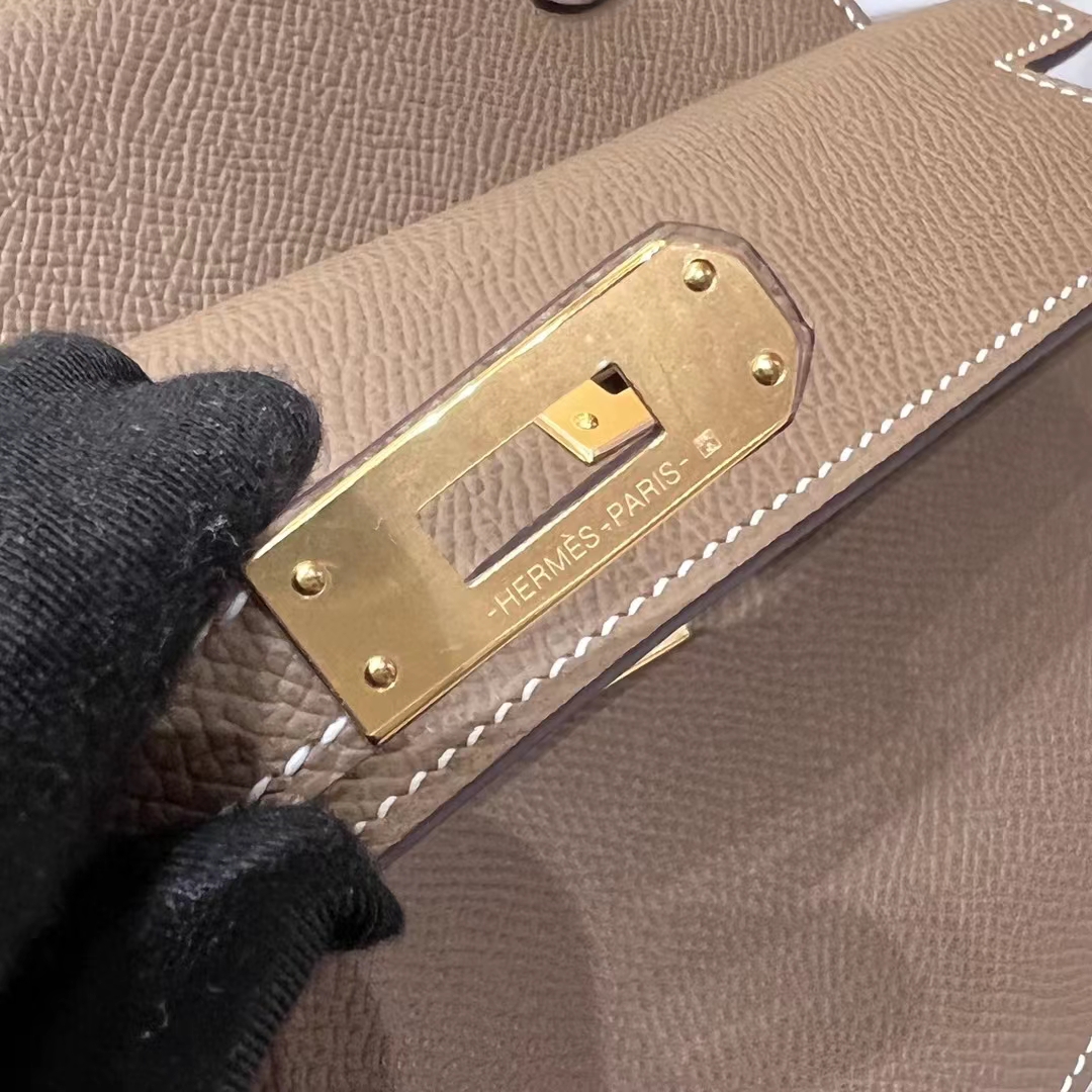 HERMES 爱马仕 Kelly ll sellier 81 Gris Tourterelle 斑鸠灰 一正一反组合双面 进口蜜蜡线 全手工制作