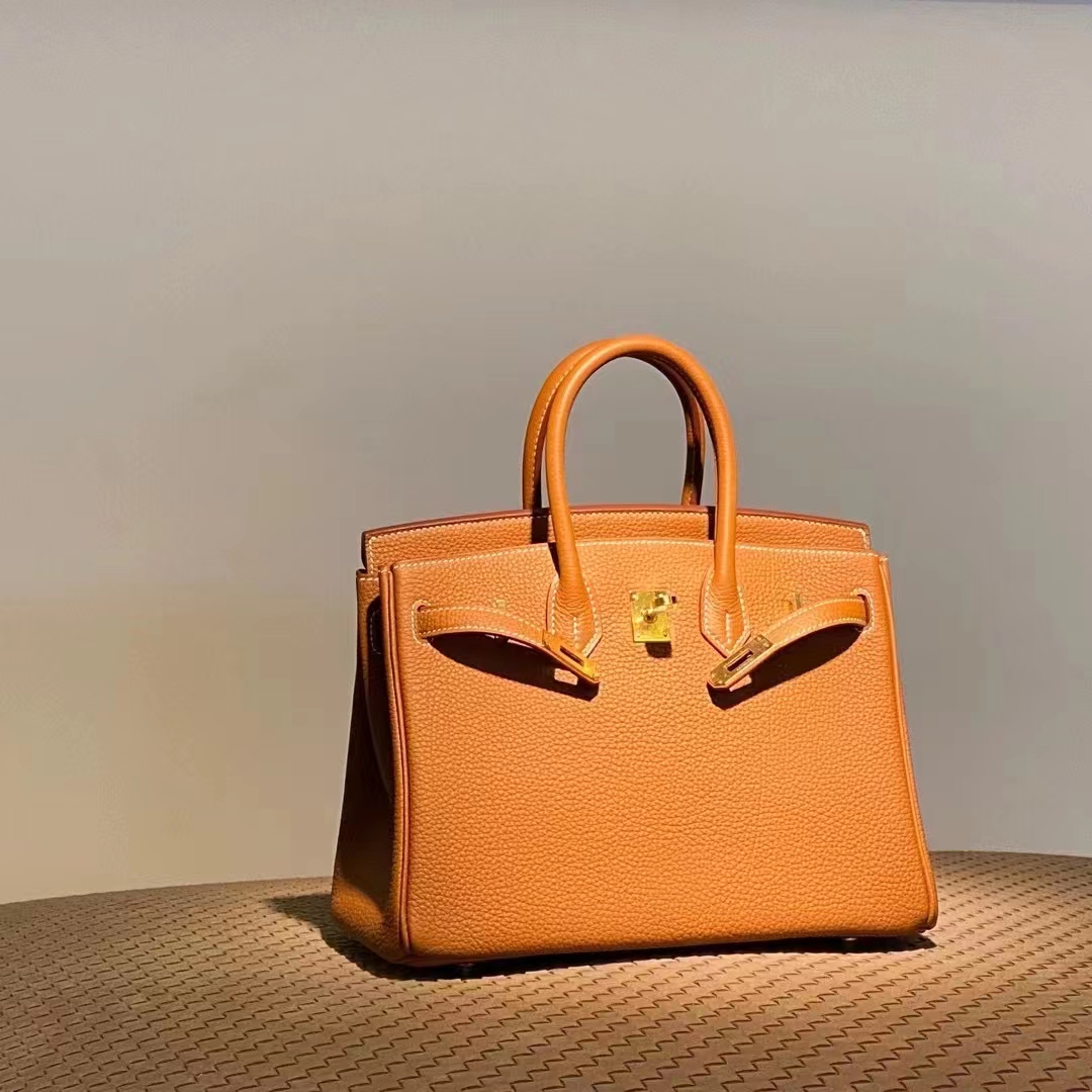 HERMES 爱马仕 【现货】 Birkin 25CM Togo皮 93 Orange 经典橙 现货 进口蜜蜡线 全手工制作