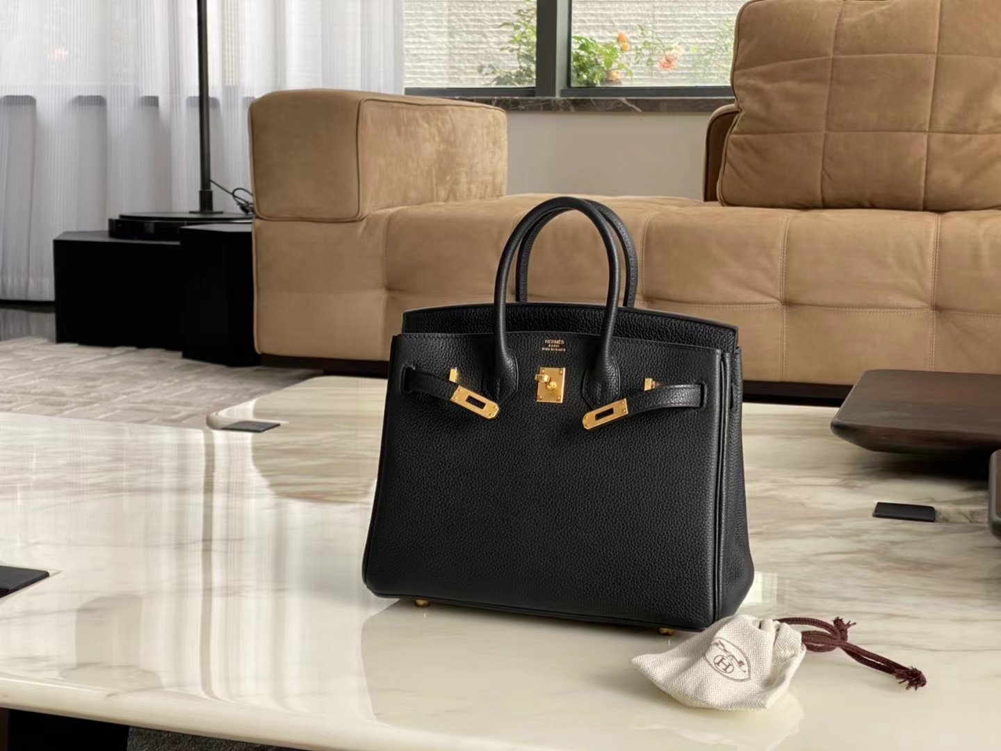 HERMES 爱马仕 【现货】 Birkin 25CM Togo皮 CC89 Nior 经典黑 现货 进口蜜蜡线 全手工制作