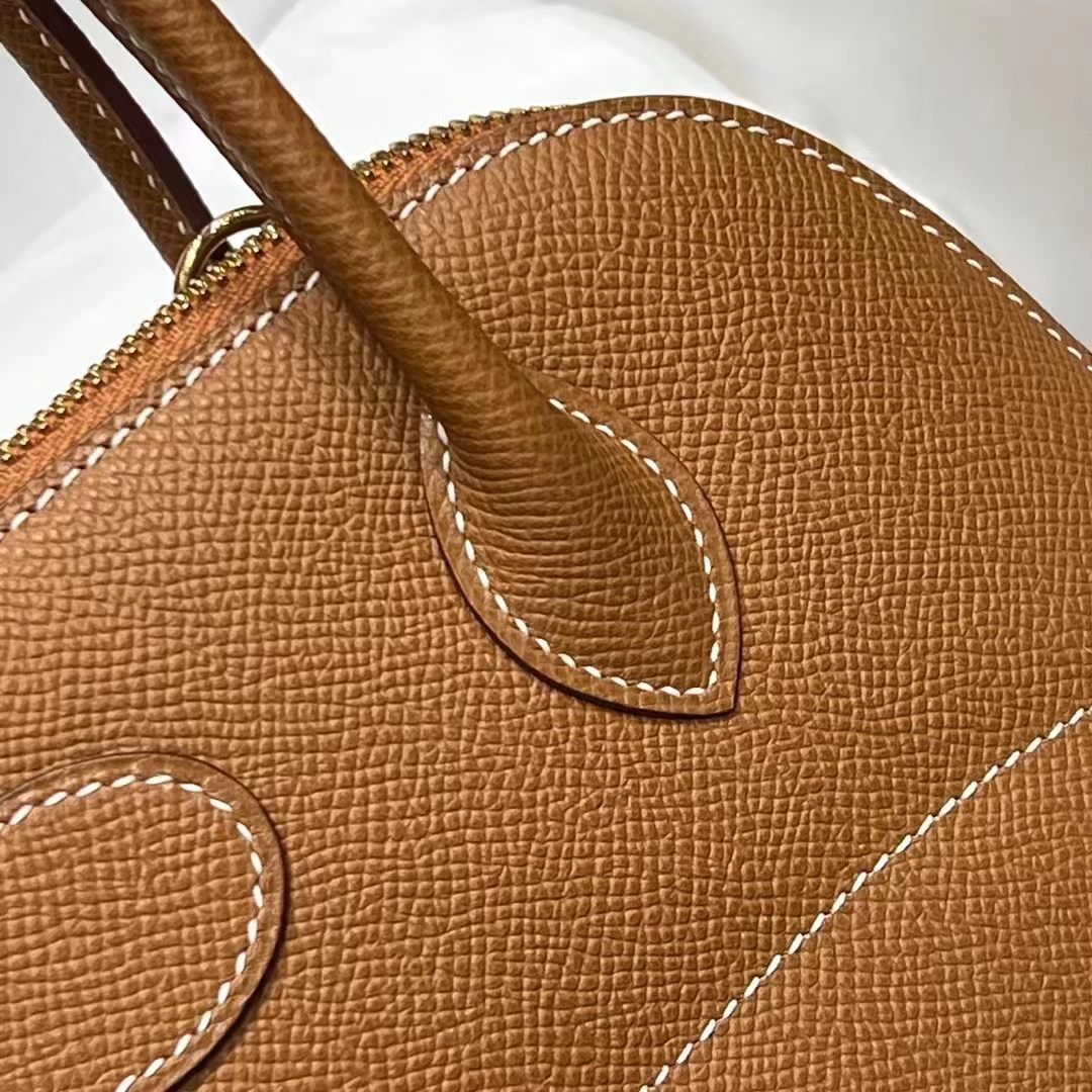 HERMES 爱马仕 保龄球包 Bolide 27cm CK37 金棕色 进口蜜蜡线 全手工制作