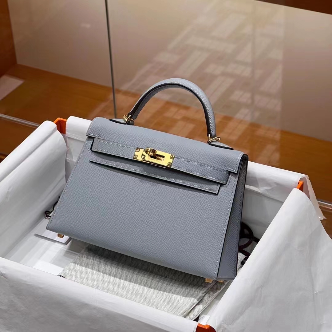 HERMES 爱马仕 MiniKelly 2 4Z 海鸥灰 Epsom 进口蜜蜡线 全手工制作