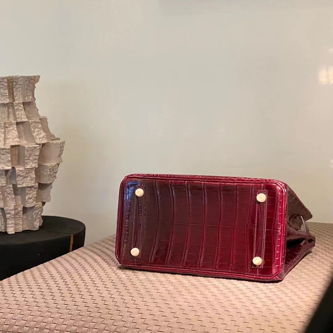 HERMES 爱马仕 Birkin 25CM 55 Rouge H爱马仕红 Alligator 美洲鳄 进口蜜蜡线 全手工制作
