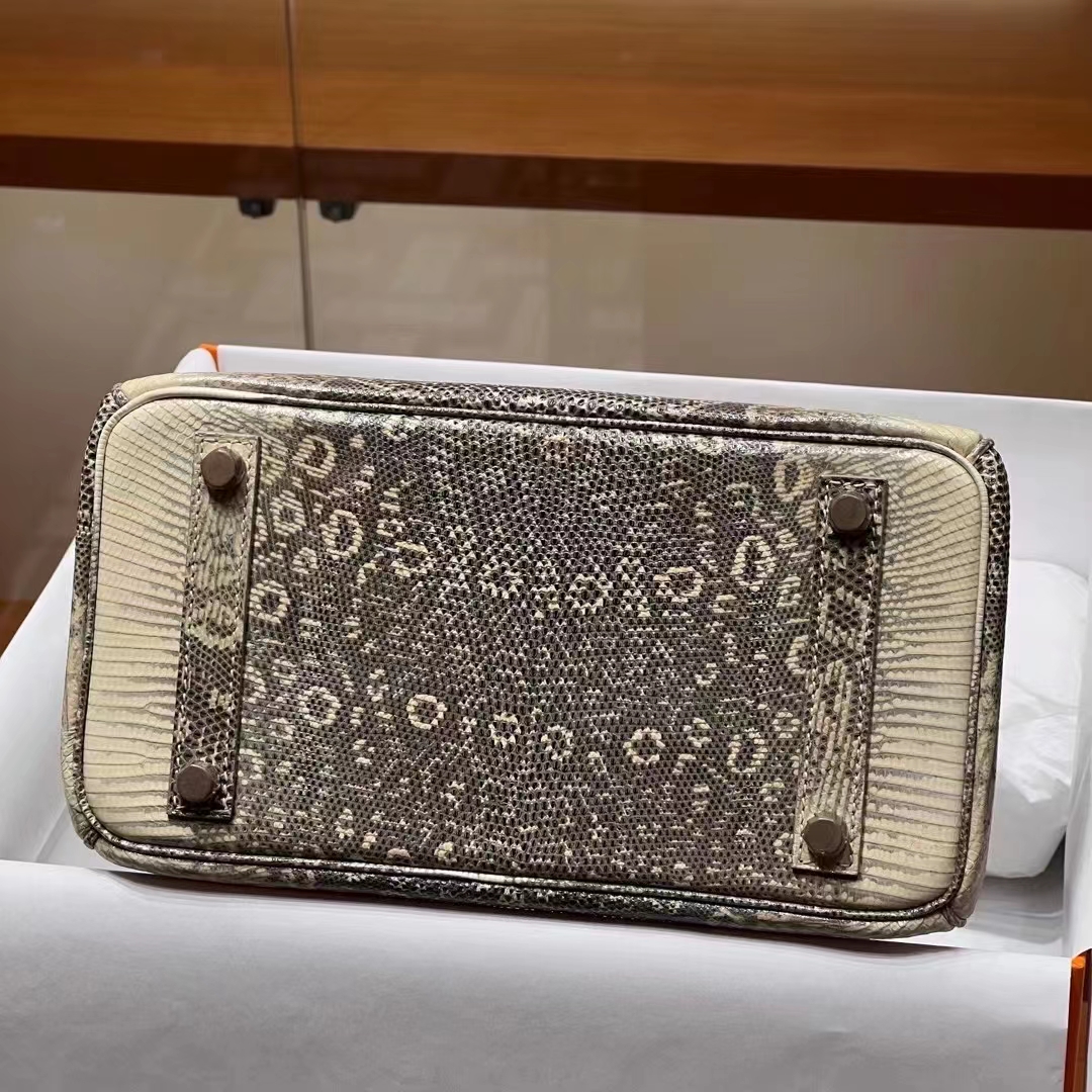 HERMES 爱马仕 【现货】 Birkin 25cm 1 Himalaya 喜马拉雅 Lizard 蜥蜴皮 进口蜜蜡线 全手工制作