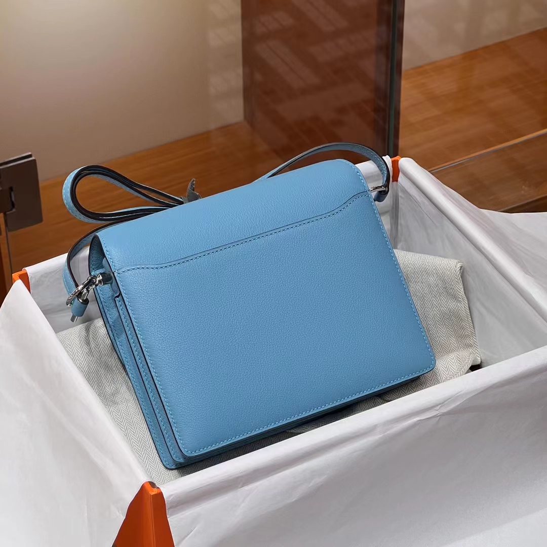 HERMES 爱马仕 猪鼻子包 Roulis 18cm P3 北方蓝 Evercolor山羊皮 进口蜜蜡线 全手工制作