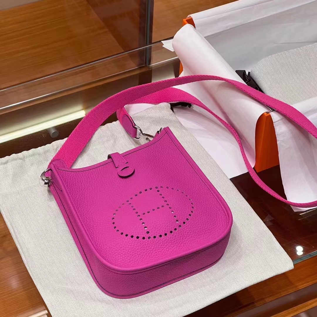 HERMES 爱马仕 Mini Evelyne J5 天方夜谭紫 一正一反组合双面 进口蜜蜡线 全手工制作