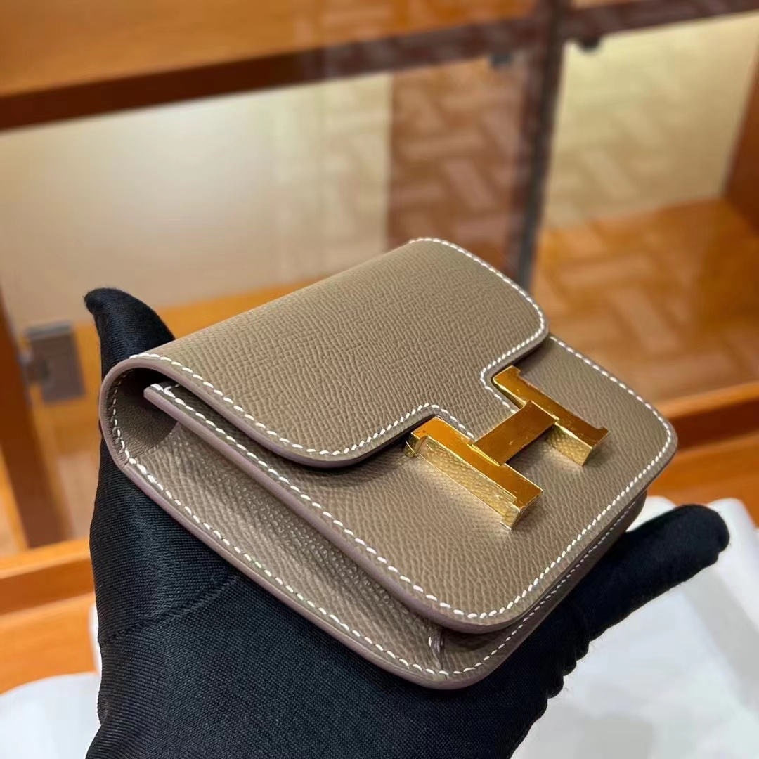 HERMES 爱马仕 【现货】Constance Wallet 8C Gri Elephant 大象灰 Epsom 现货 进口蜜蜡线 全手工制作 铂金女王 Birkinmm