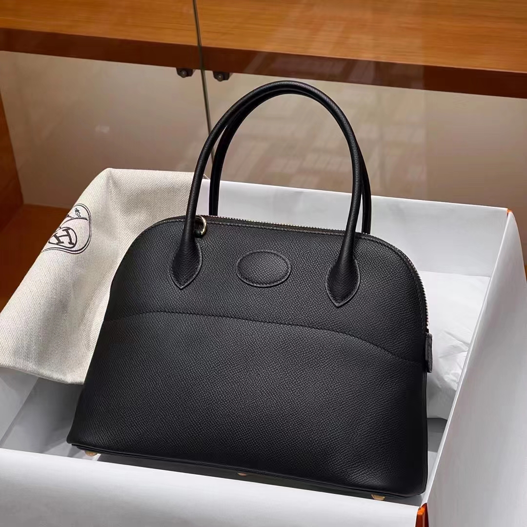 HERMES 爱马仕 保龄球包 Bolide 27cm CC89 Nior 经典黑 进口蜜蜡线 全手工制作