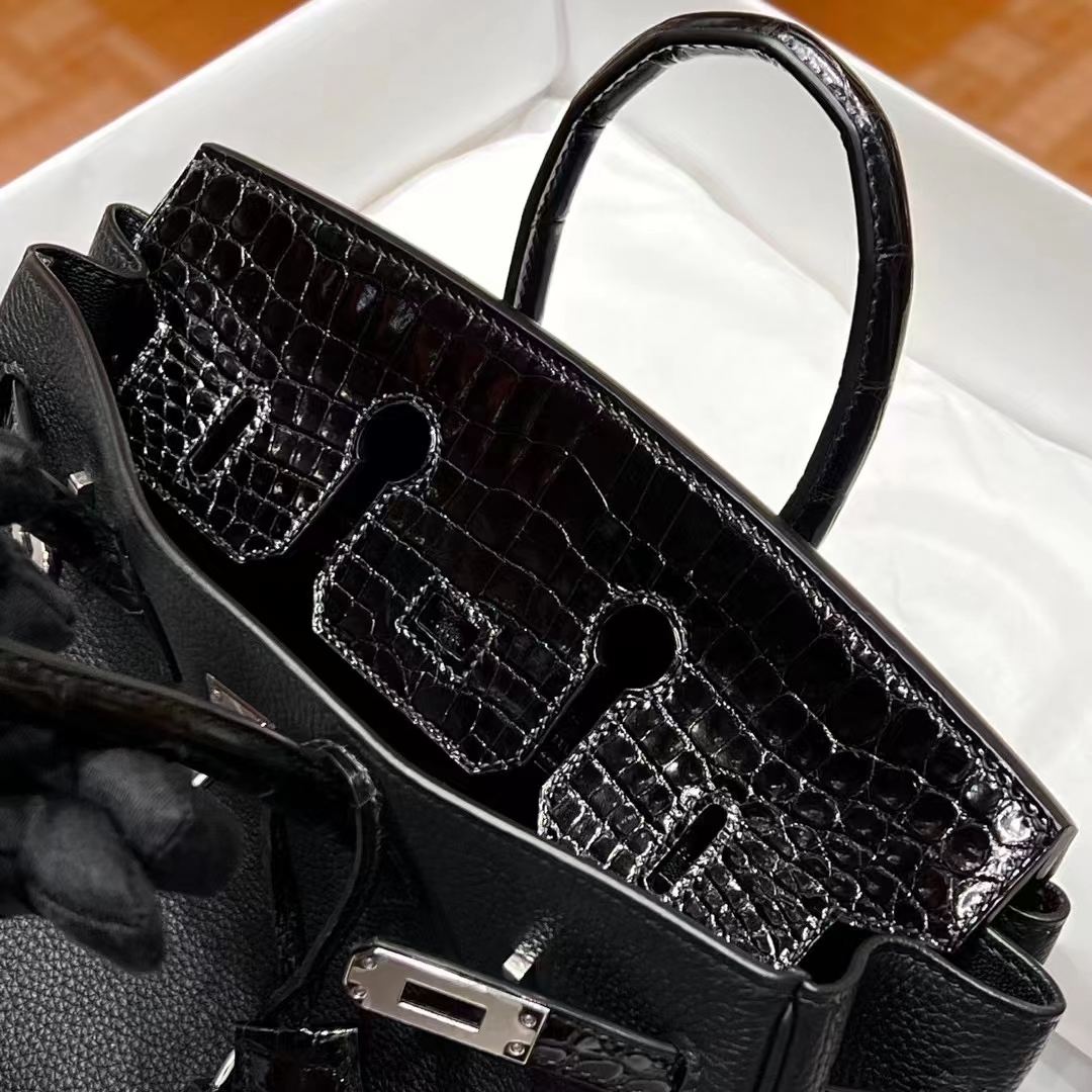 HERMES 爱马仕 【现货】 Birkin 25cm CC89 Nior 经典黑 现货 进口蜜蜡线 全手工制作