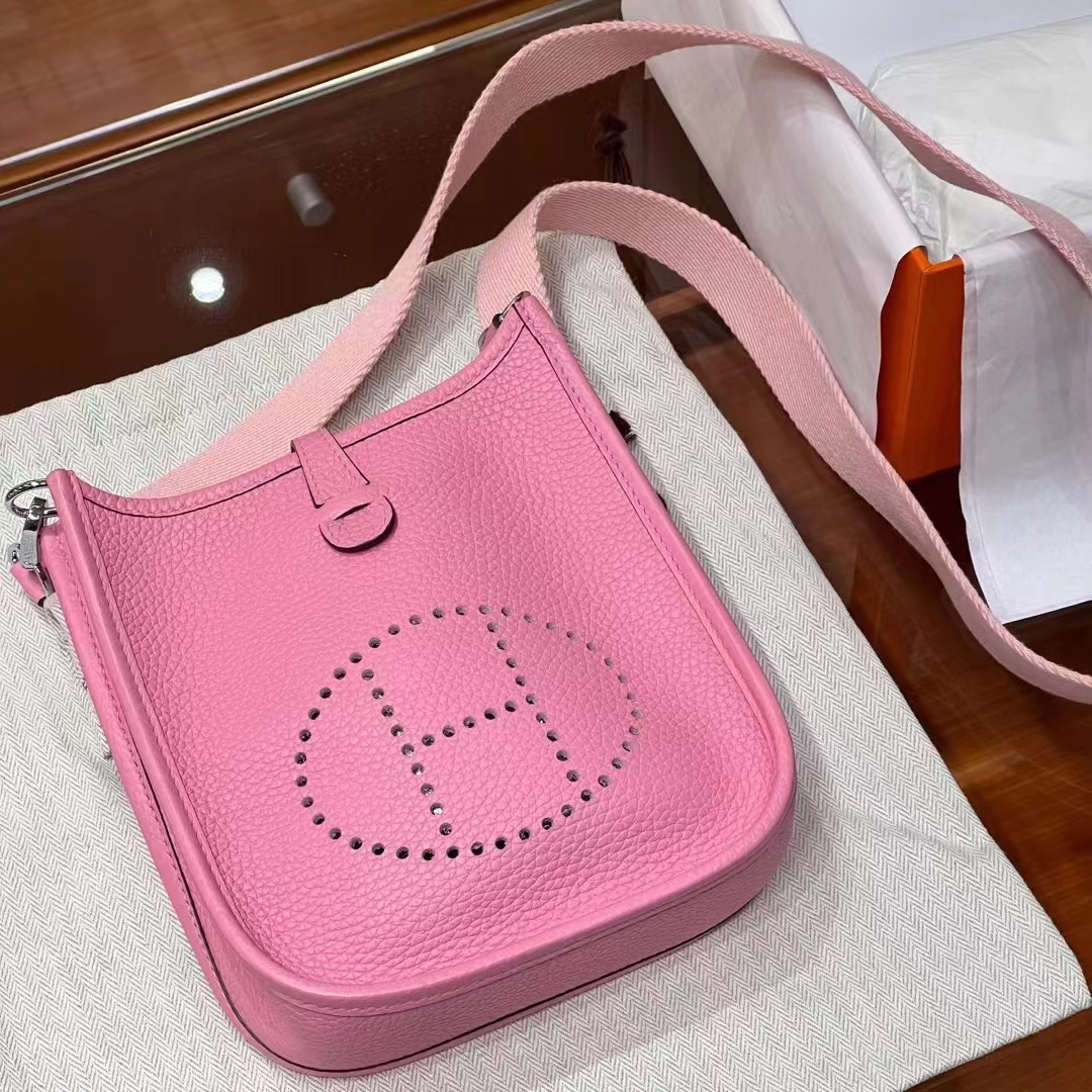 HERMES 爱马仕 Mini Evelyne U5 Rose eLipstick唇膏粉 一正一反组合双面 进口蜜蜡线 全手工制作