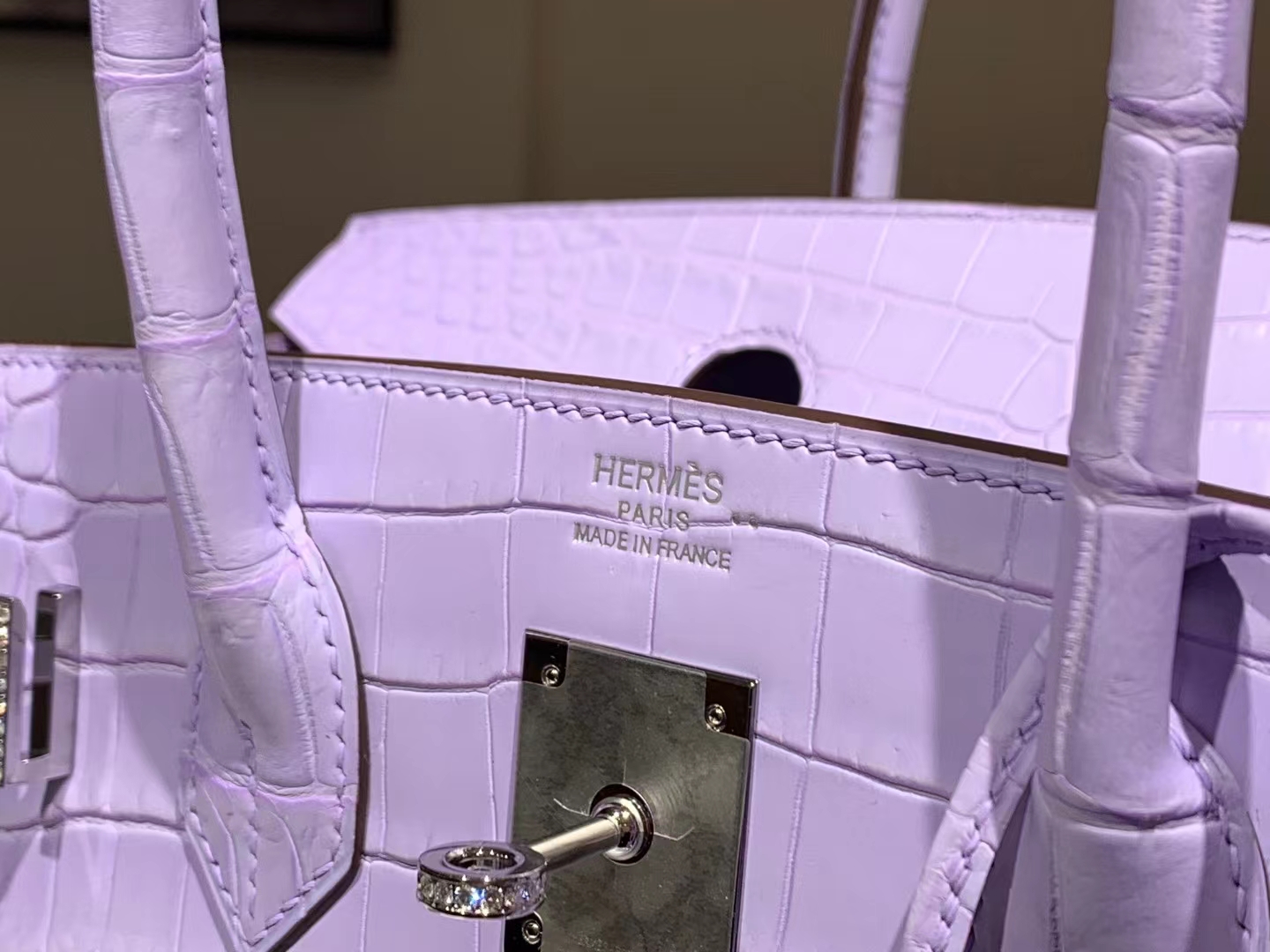 Birkinmm 铂金女王 HERMES 爱马仕 【现货】 Birkin 30cm X9 锦葵紫 鳄鱼皮 进口蜜蜡线 全手工制作 高定真钻铂金包