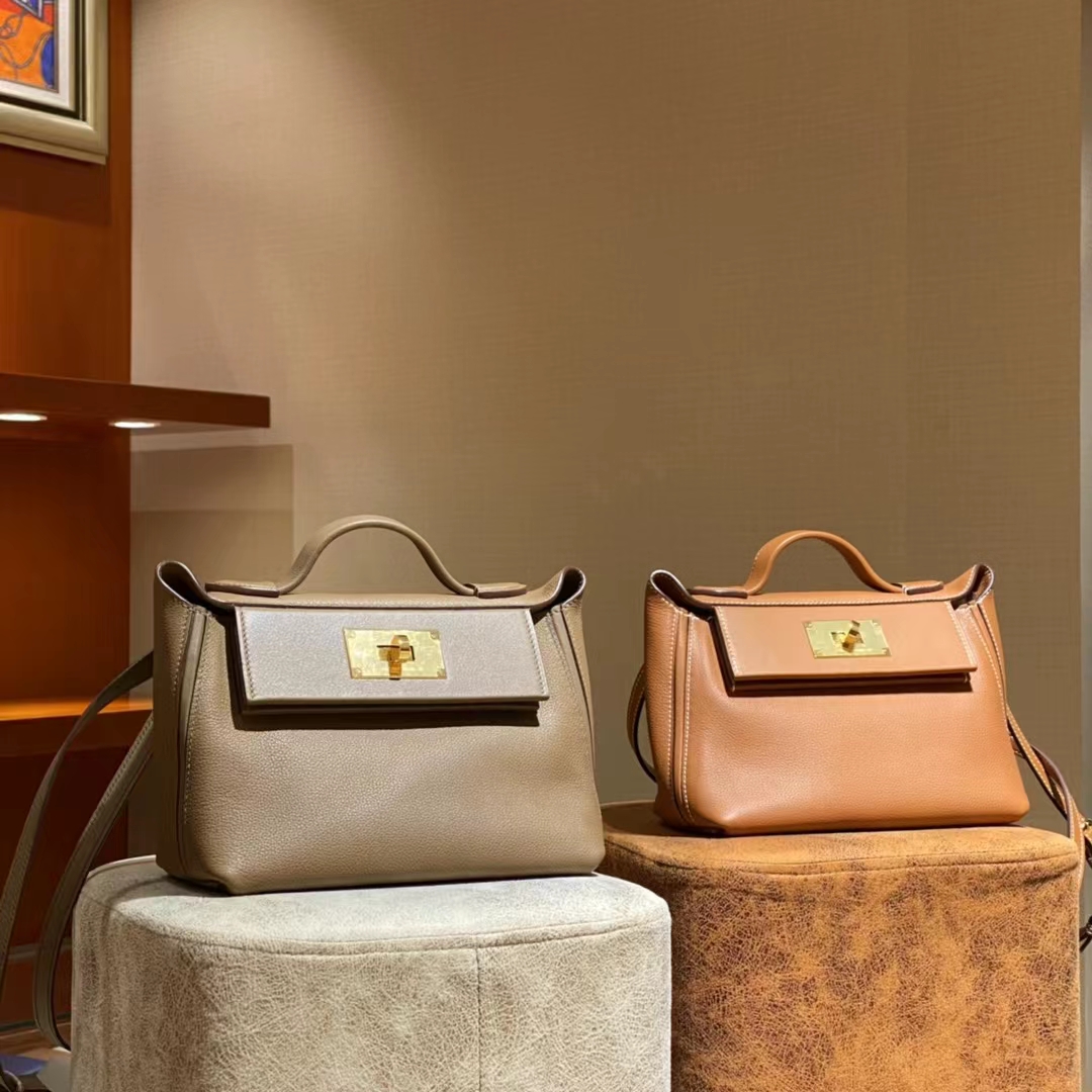 HERMES 爱马仕 【现货】 Kelly24/24 MINI 21CM 8C Gri Elephant 大象灰 Evercolor拼Swift皮 现货 进口蜜蜡线 全手工制作 铂金女王 Birkinmm