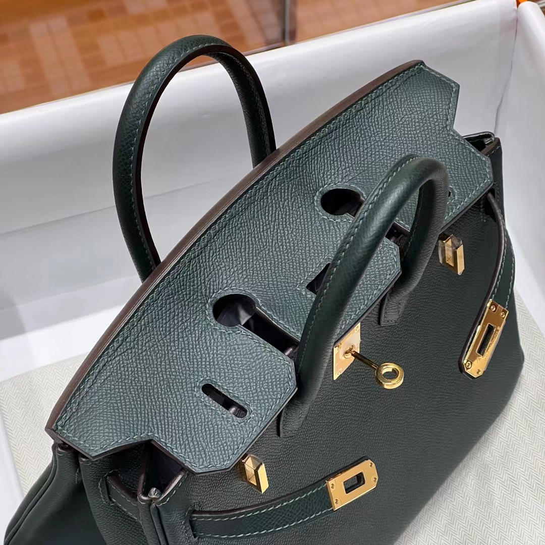 HERMES 爱马仕 Birkin 25CM 6O/松柏绿/Vert Cypres 进口蜜蜡线 全手工制作 Birkinmm