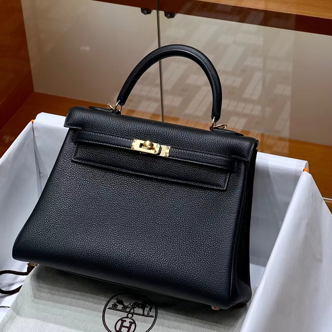 HERMES 爱马仕 Kelly 25cm CC89 Nior 经典黑 TOGO牛皮 进口蜜蜡线 全手工制作 蜜蜡线内缝 Birkinmm 铂金女王