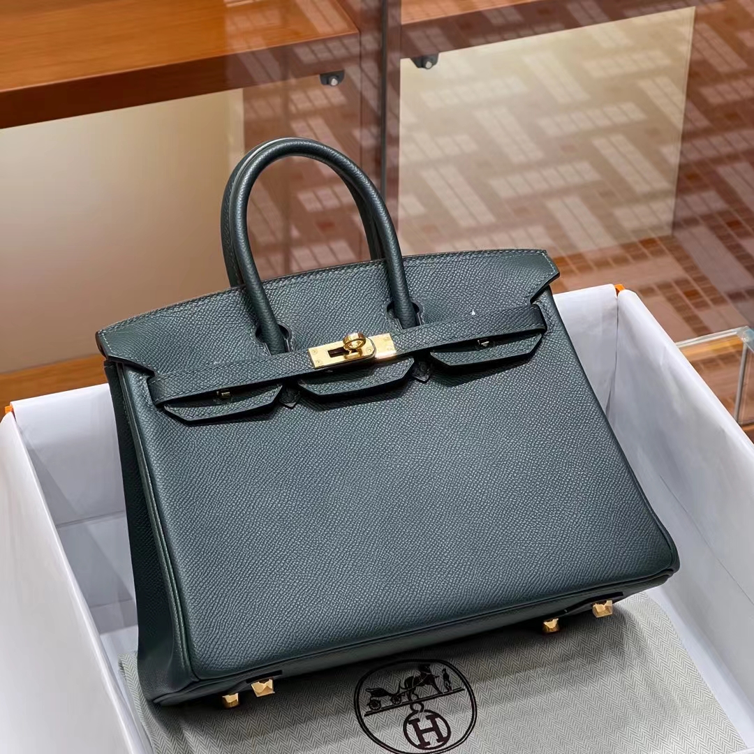 HERMES 爱马仕 Birkin 25CM 6O/松柏绿/Vert Cypres 进口蜜蜡线 全手工制作 Birkinmm