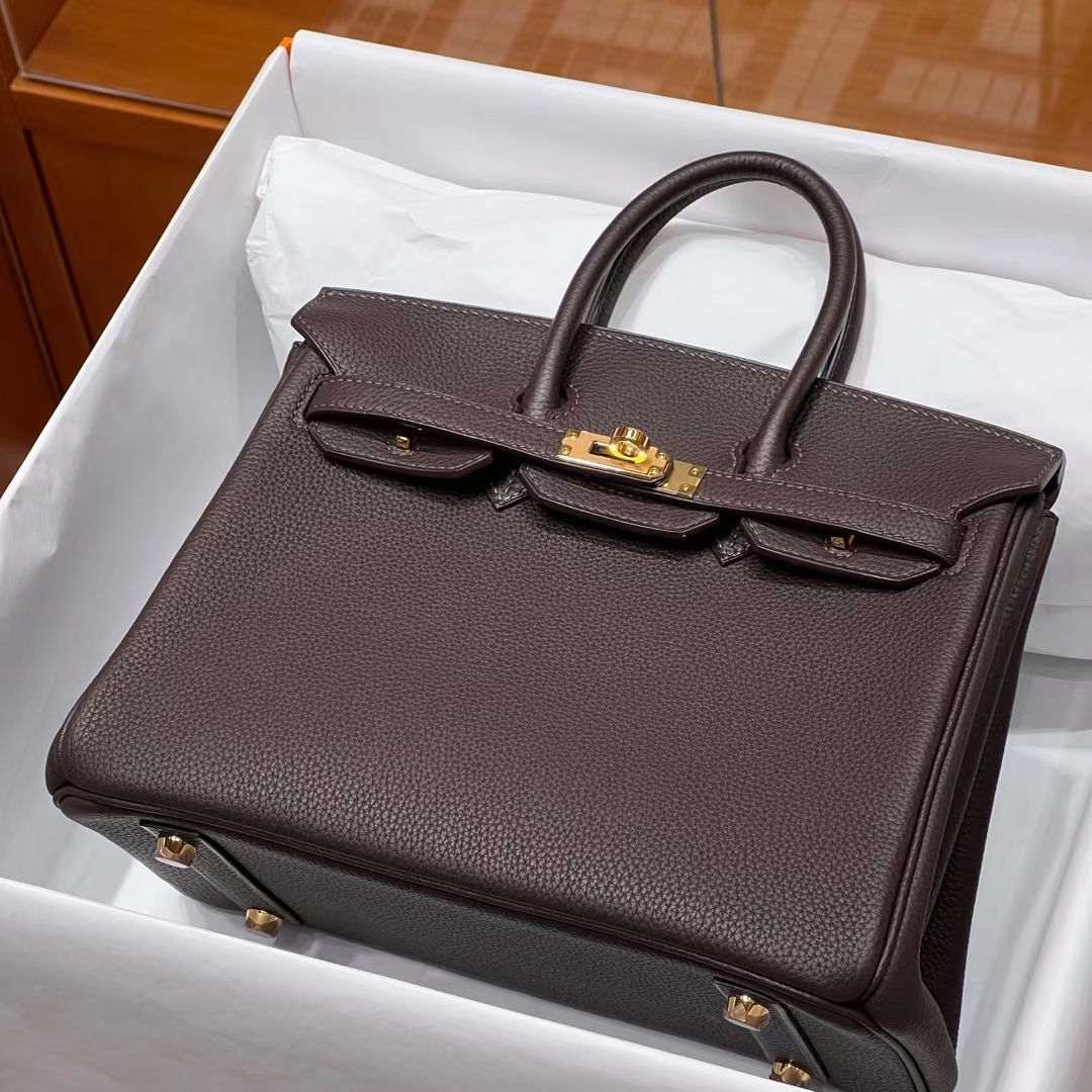HERMES 爱马仕 Birkin 25CM 46 EBONE 乌木色 进口蜜蜡线 全手工制作