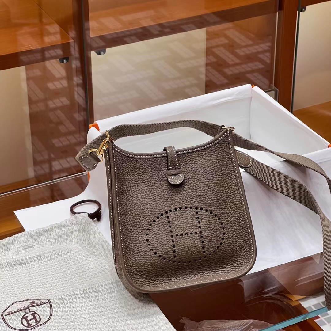 HERMES 爱马仕 Mini Evelyne 8C Gri Elephant 大象灰 进口蜜蜡线 全手工制作 Birkinmm