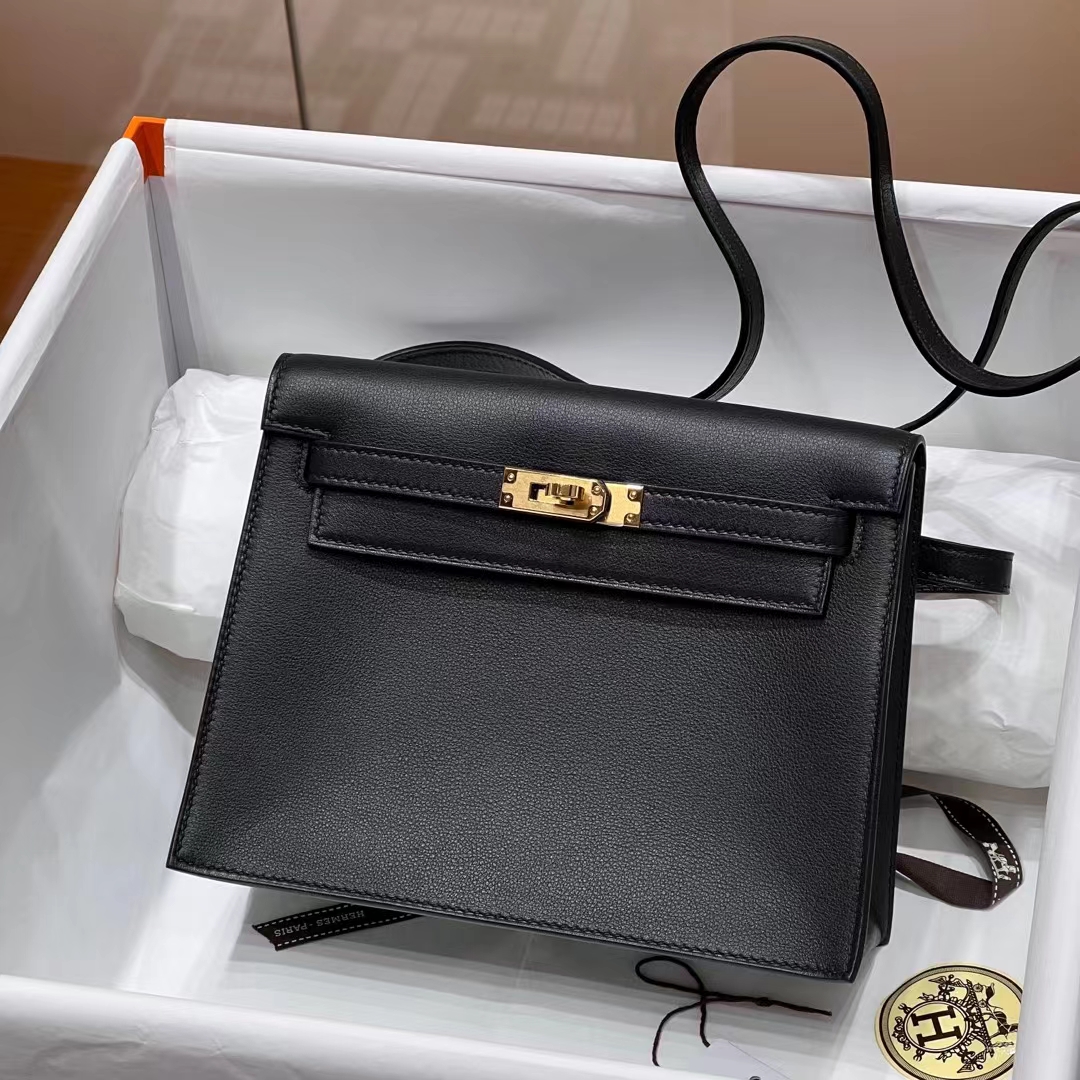 Birkinmm 铂金女王 HERMES 爱马仕 Kellydanse 22cm Evercolor皮 CC89 Nior 经典黑 进口蜜蜡线 全手工制作