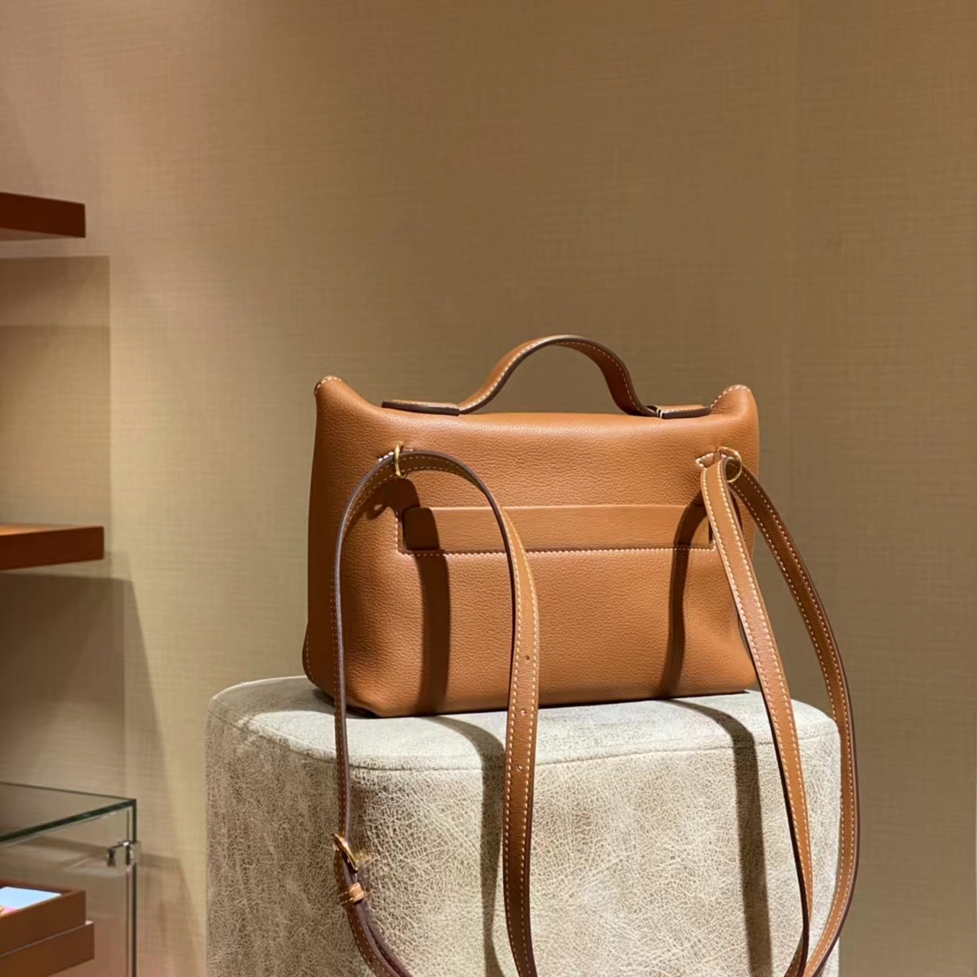 HERMES 爱马仕 【现货】 Kelly24/24 MINI 21CM CK37 金棕色 Evercolor拼Swift皮 现货 进口蜜蜡线 全手工制作 铂金女王 Birkinmm