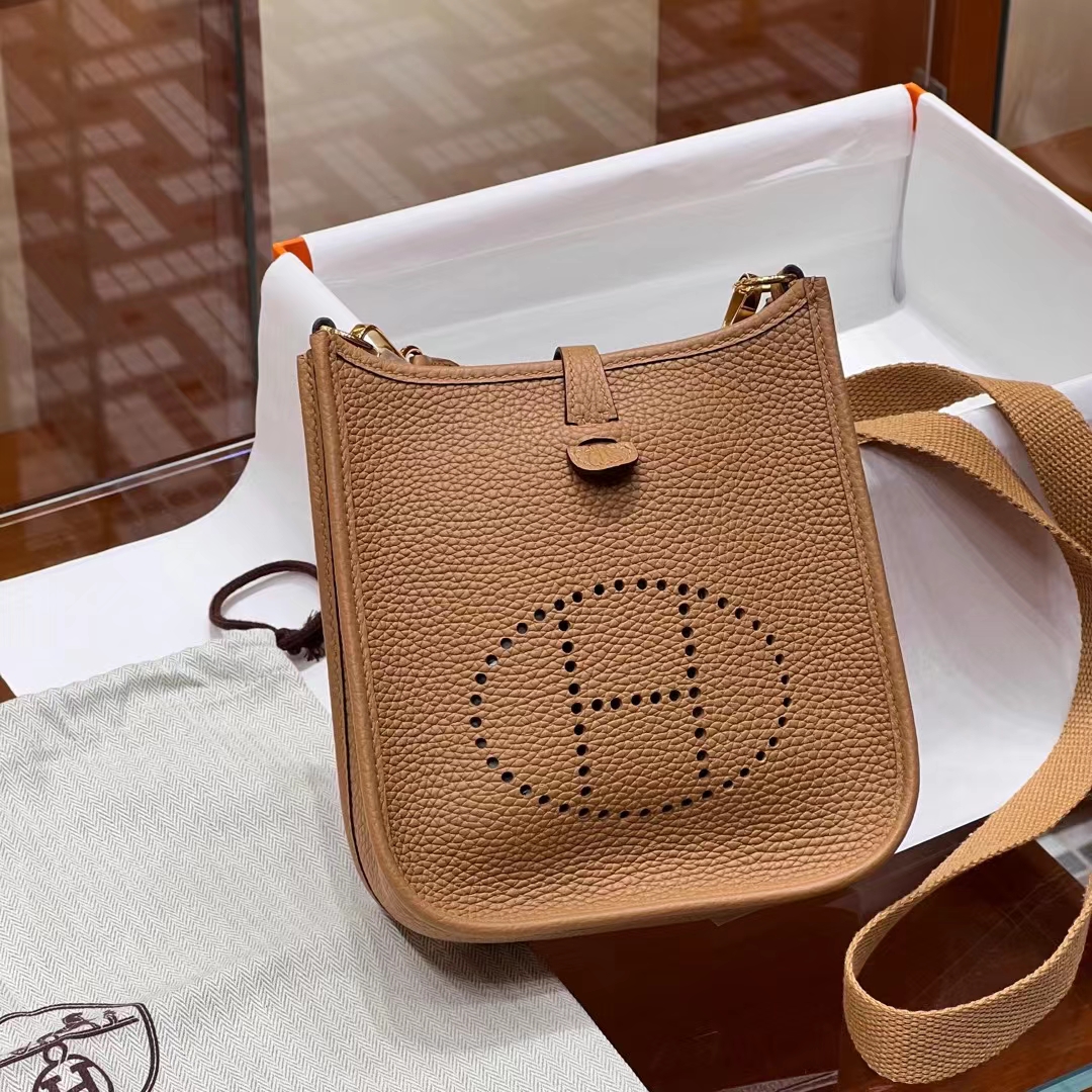 HERMES 爱马仕 Mini Evelyne 1H 太妃色 进口蜜蜡线 全手工制作 Birkinmm