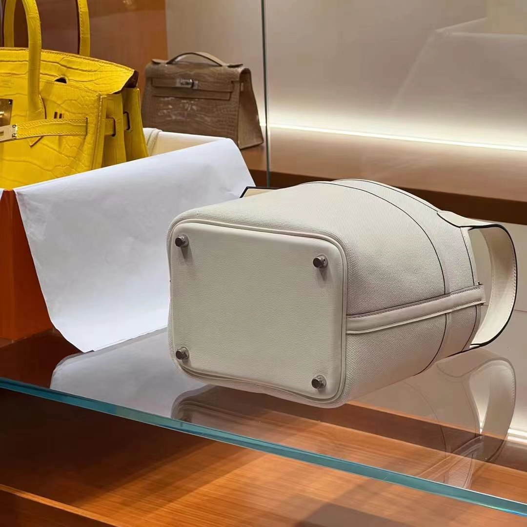 HERMES 爱马仕 Picotin cargo 18cm 10 Craie 奶昔白 进口蜜蜡线 全手工制作 Birkinmm铂金女王