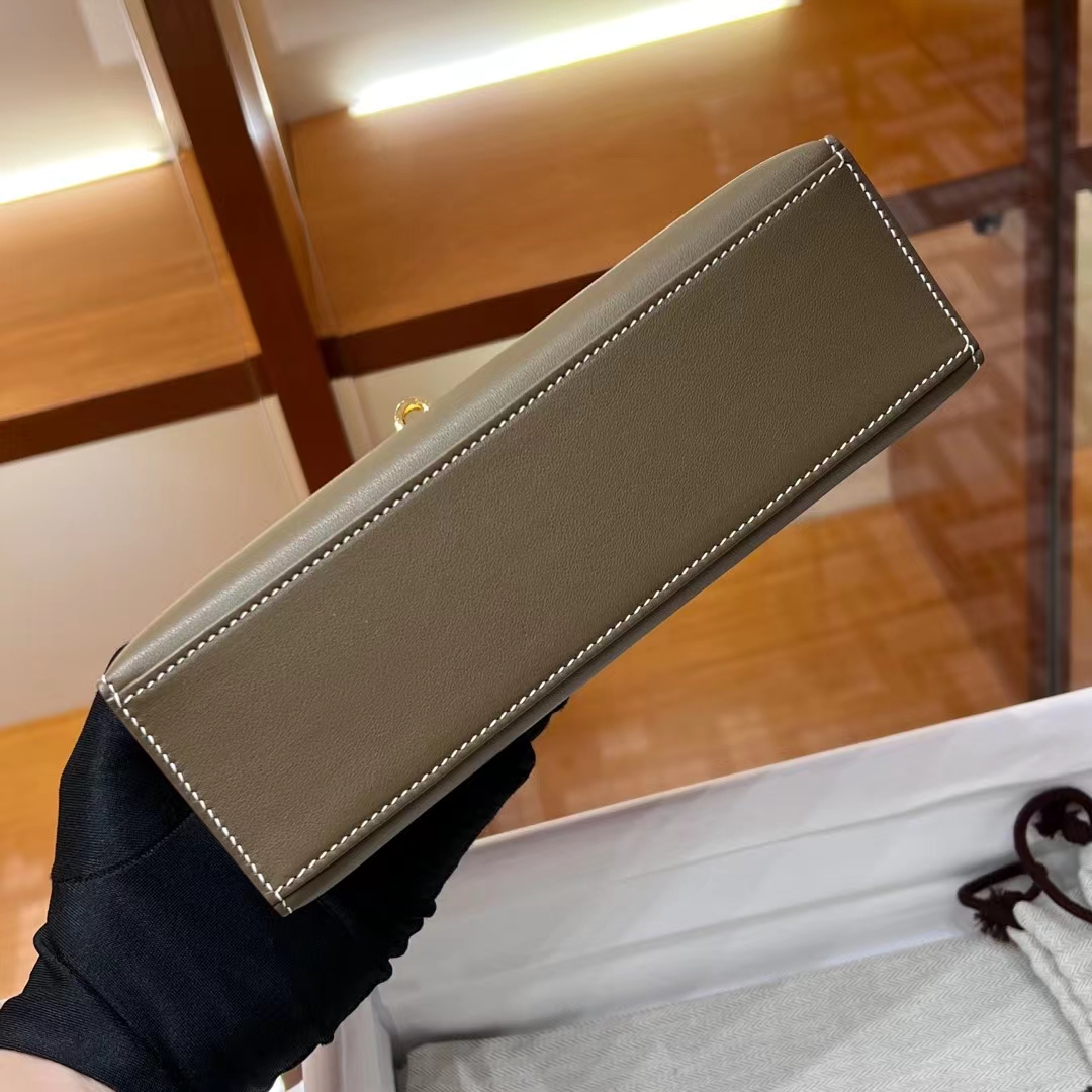 HERMES 爱马仕 MiniKelly 1 Kelly Pochetto 8C Gri Elephant 大象灰 Swift  现货 进口蜜蜡线 全手工制作 铂金女王 Birkinmm