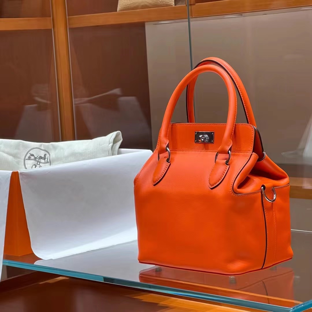 HERMES 爱马仕 Toolbox 牛奶盒 20cm 93 Orange 火焰橙 进口蜜蜡线 全手工制作