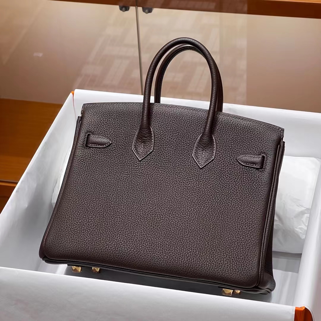 HERMES 爱马仕 Birkin 25CM 46 EBONE 乌木色 进口蜜蜡线 全手工制作