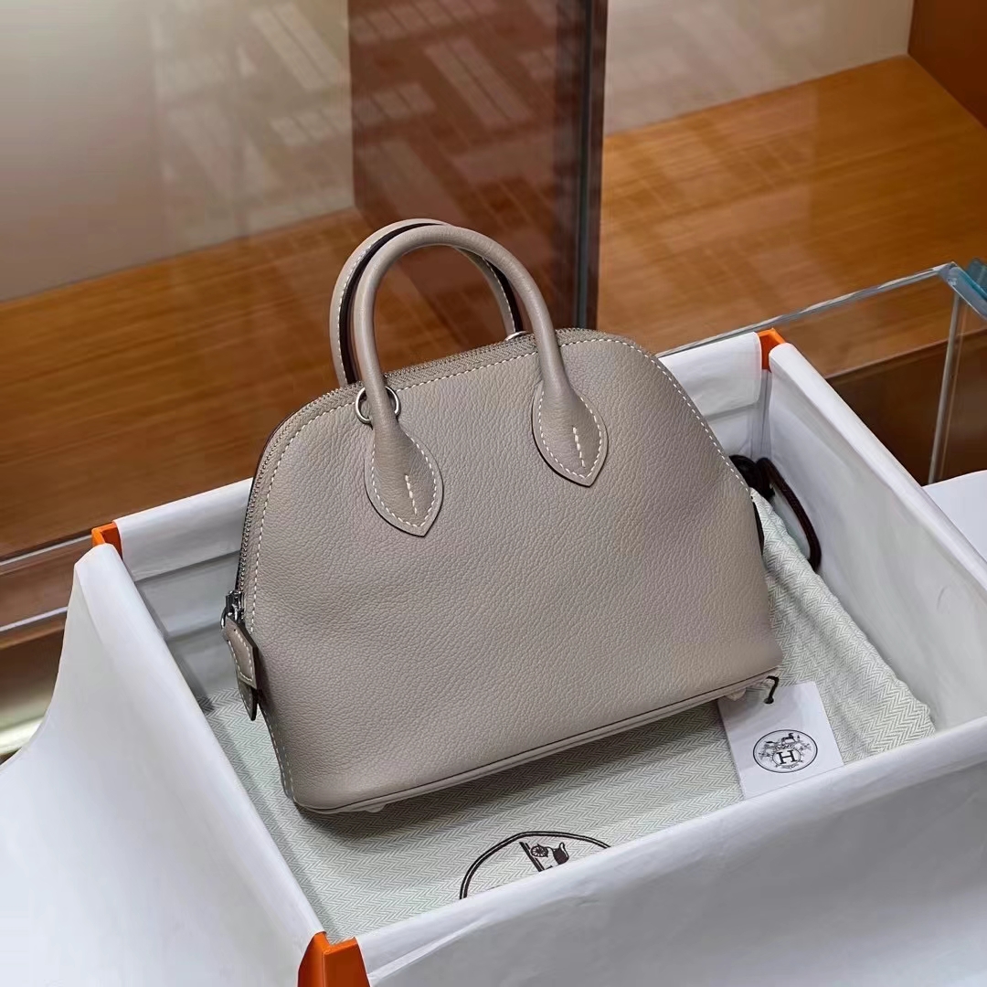 HERMES 爱马仕 保龄球包 Bolide 20cm 80 Gris Perle 珍珠灰 进口蜜蜡线 全手工制作