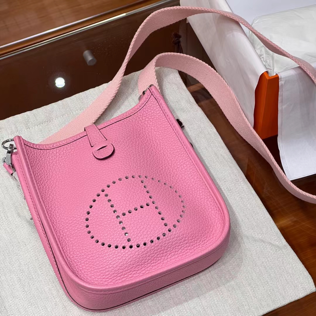 HERMES 爱马仕 Mini Evelyne U5 Rose eLipstick唇膏粉 进口蜜蜡线 全手工制作 Birkinmm
