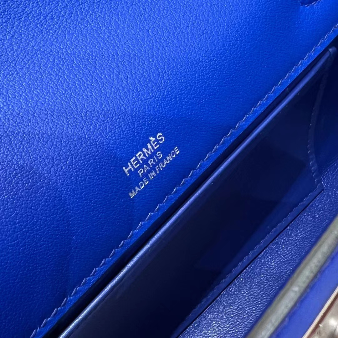 HERMES 爱马仕 MiniKelly 1 Kelly Pochetto 7T Bleu electrique电光蓝 Swift  现货 进口蜜蜡线 全手工制作 铂金女王 Birkinmm
