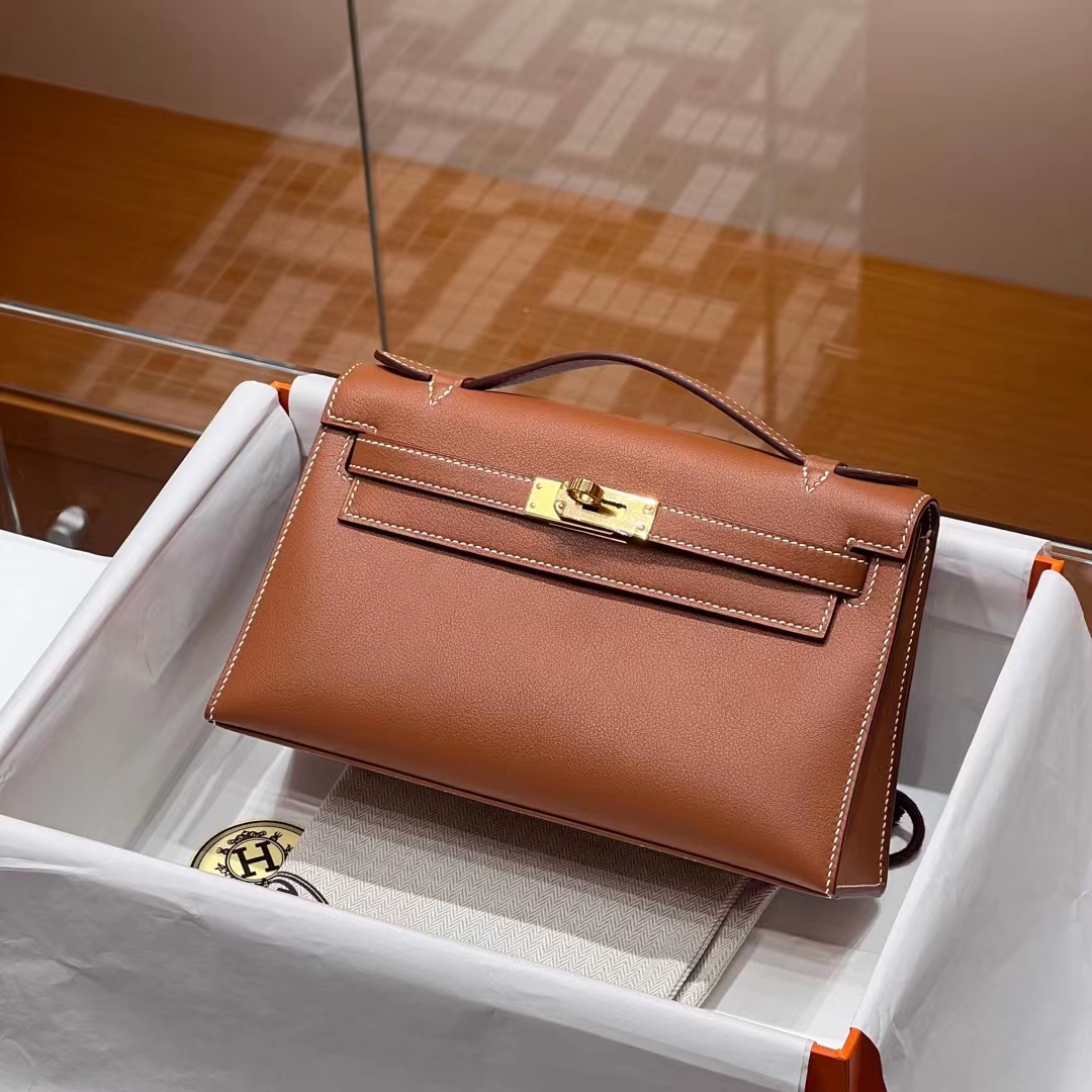 HERMES 爱马仕 MiniKelly 1 Kelly Pochetto【现货】CK37 金棕色 Swift 现货 进口蜜蜡线 全手工制作 铂金女王 Birkinmm