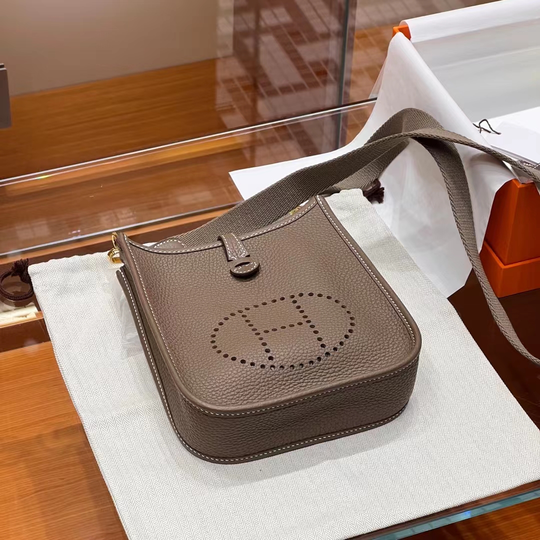 HERMES 爱马仕 Mini Evelyne 8C Gri Elephant 大象灰 进口蜜蜡线 全手工制作 Birkinmm