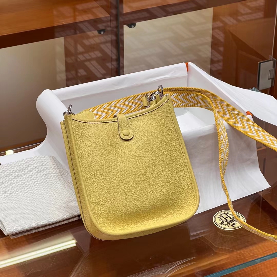 HERMES 爱马仕 Mini Evelyne 1Z 小鸡黄 进口蜜蜡线 全手工制作 Birkinmm