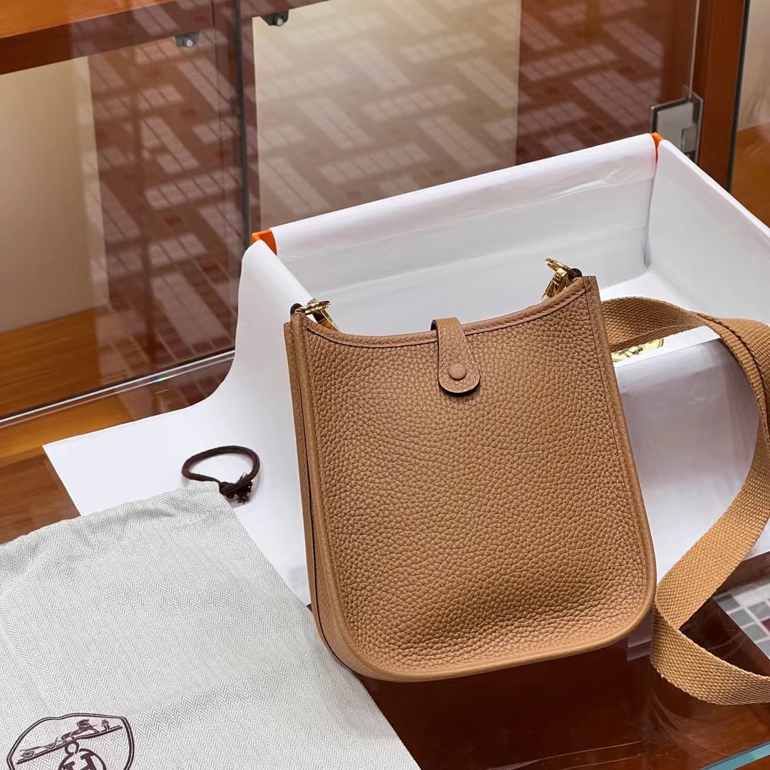 HERMES 爱马仕 Mini Evelyne 1H 太妃色 进口蜜蜡线 全手工制作 Birkinmm