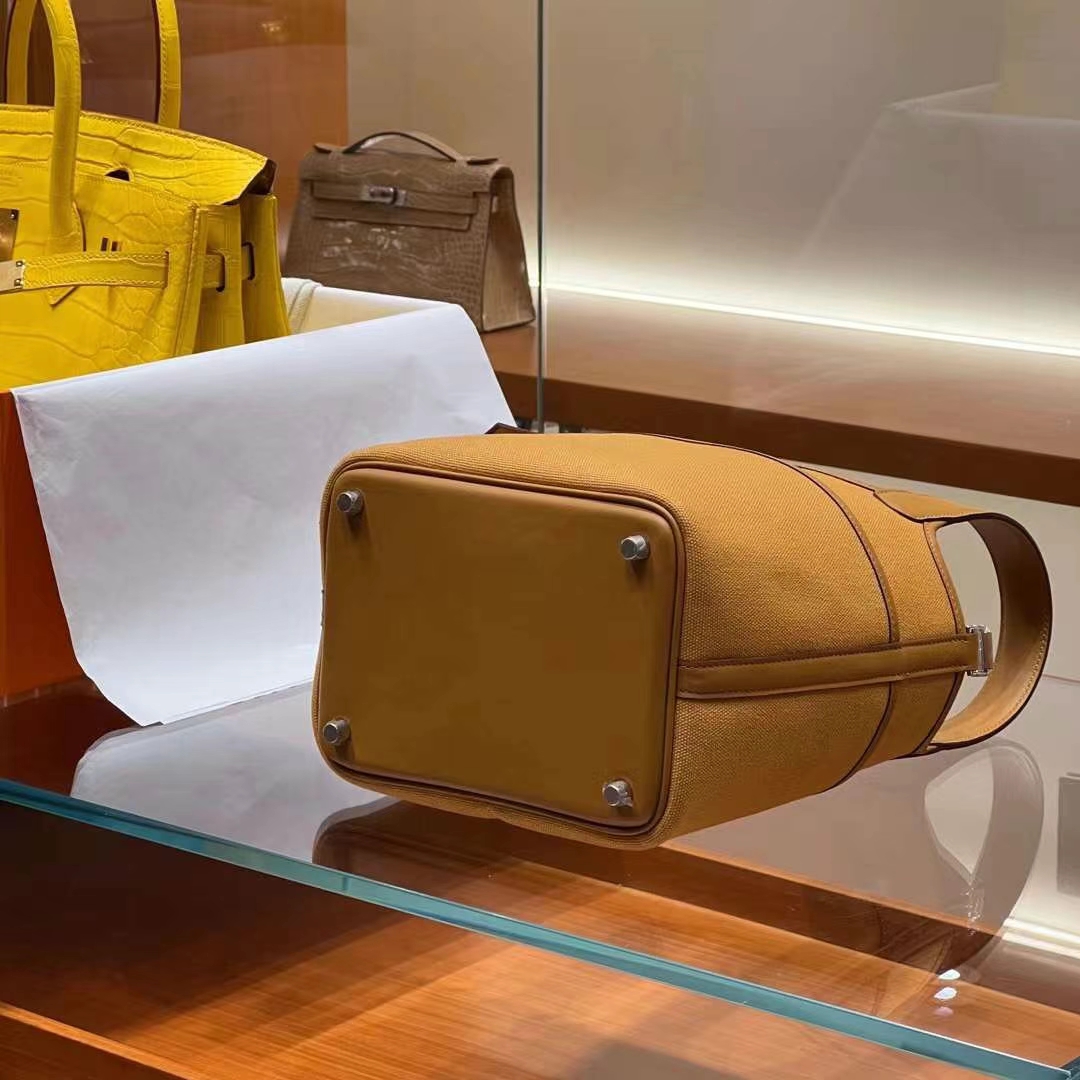 HERMES 爱马仕 Picotin cargo 18cm CK37 金棕色 进口蜜蜡线 全手工制作 Birkinmm铂金女王