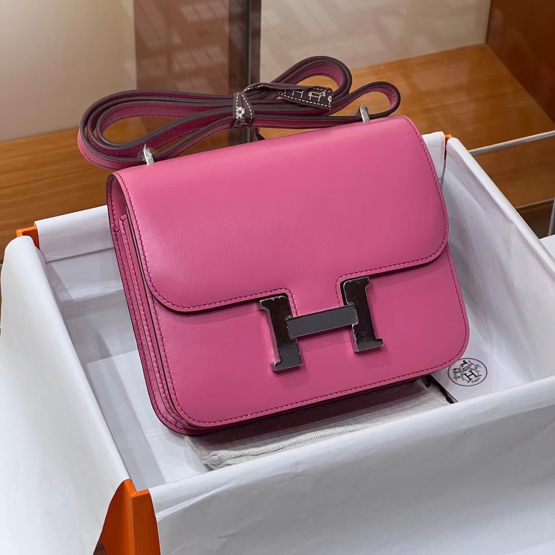 Birkinmm 铂金女王 HERMES 爱马仕 Constance 19CM BOX皮 T5 Rose Jeipur斋普尔粉 进口蜜蜡线 全手工制作