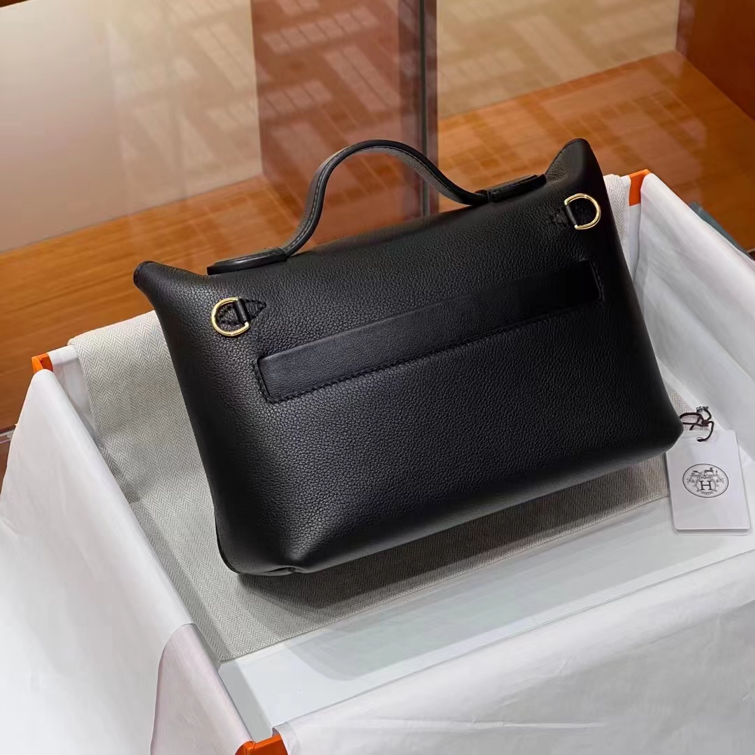 HERMES 爱马仕 【现货】 Kelly24/24 MINI 21CM CC89 Nior 经典黑 Evercolor拼Swift皮 现货 进口蜜蜡线 全手工制作 铂金女王 Birkinmm