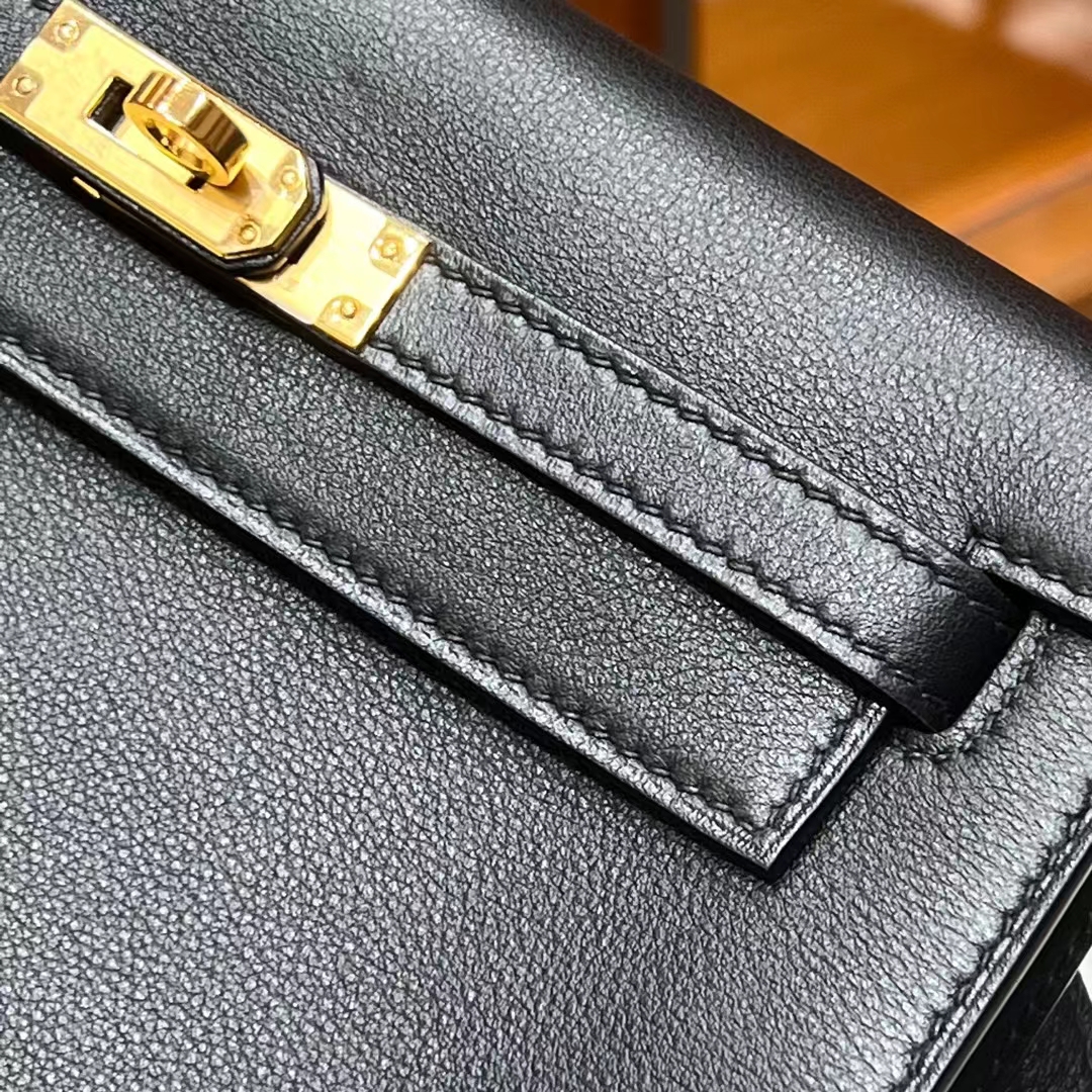 Birkinmm 铂金女王 HERMES 爱马仕 Kellydanse 22cm Evercolor皮 CC89 Nior 经典黑 进口蜜蜡线 全手工制作