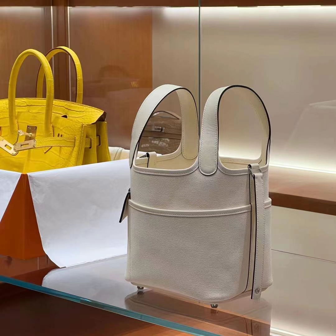 HERMES 爱马仕 Picotin cargo 18cm 10 Craie 奶昔白 进口蜜蜡线 全手工制作 Birkinmm铂金女王