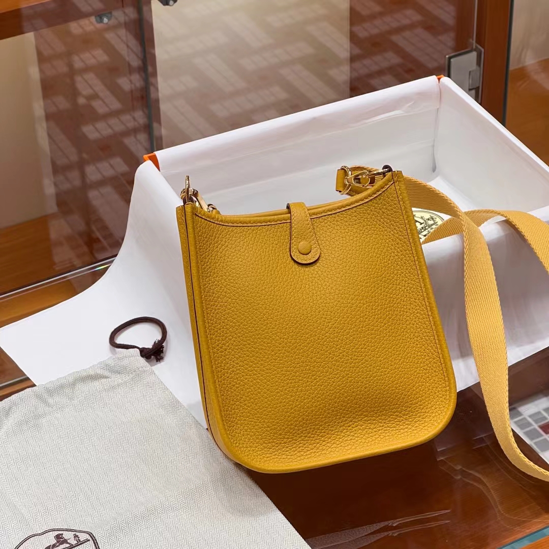 HERMES 爱马仕 Mini Evelyne 9D 琥珀黄 进口蜜蜡线 全手工制作 Birkinmm