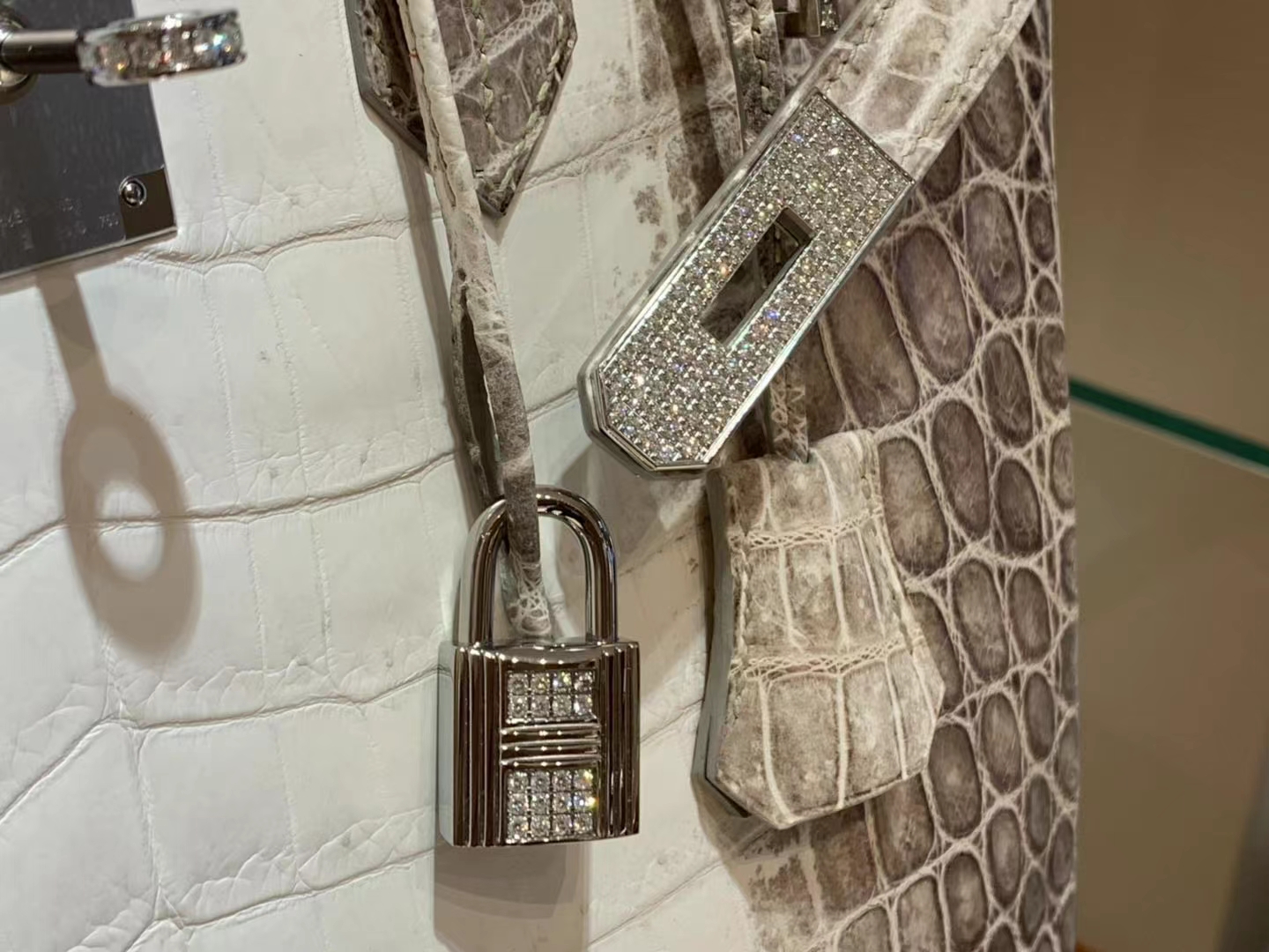Birkinmm 铂金女王 HERMES 爱马仕 【现货】 Birkin 30cm 1 Himalaya 喜马拉雅 鳄鱼皮 进口蜜蜡线 全手工制作 高定真钻铂金包