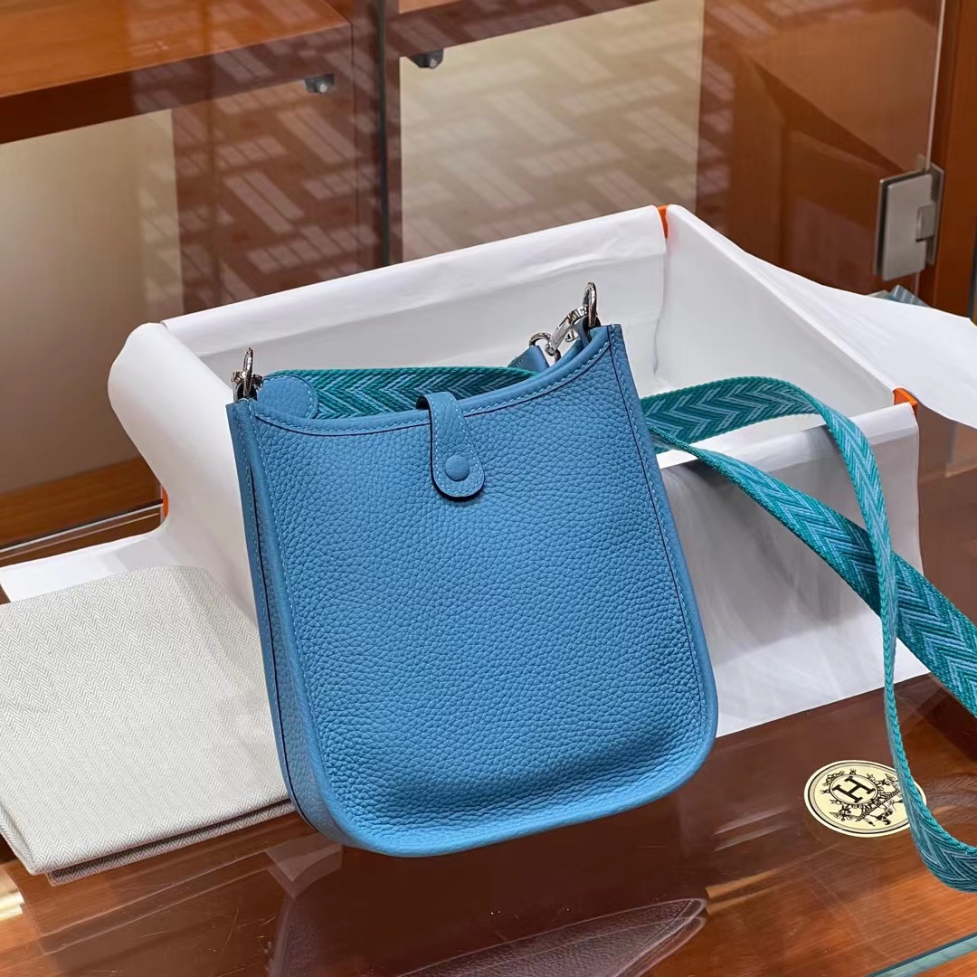 HERMES 爱马仕 Mini Evelyne P3 北方蓝 进口蜜蜡线 全手工制作 Birkinmm