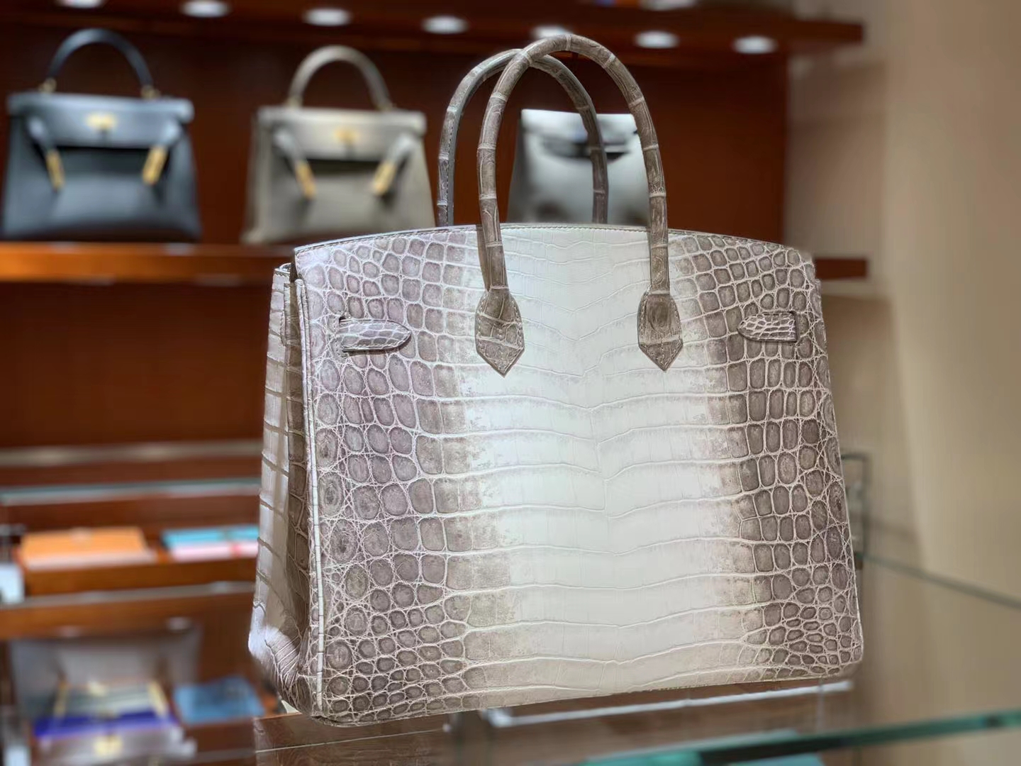 Birkinmm 铂金女王 HERMES 爱马仕 【现货】 Birkin 30cm 1 Himalaya 喜马拉雅 鳄鱼皮 进口蜜蜡线 全手工制作 高定真钻铂金包