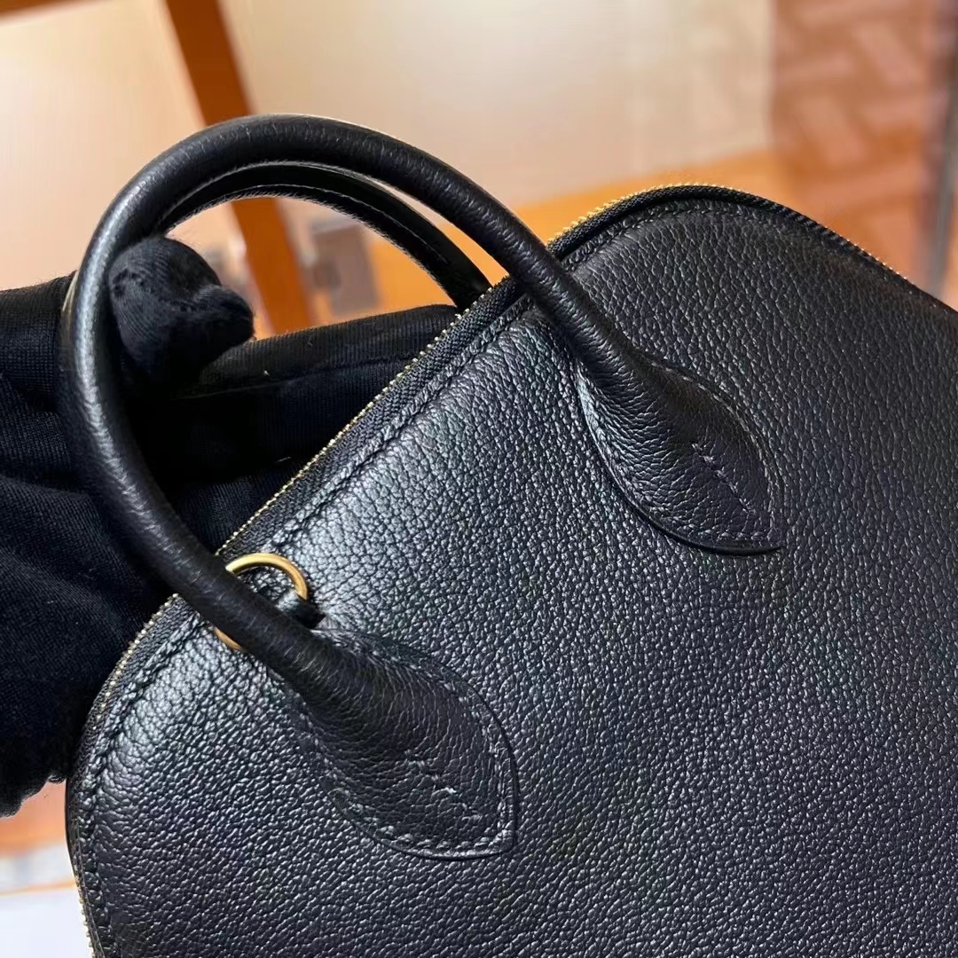 HERMES 爱马仕 保龄球包 Bolide 20cm CC89 Nior 经典黑 进口蜜蜡线 全手工制作
