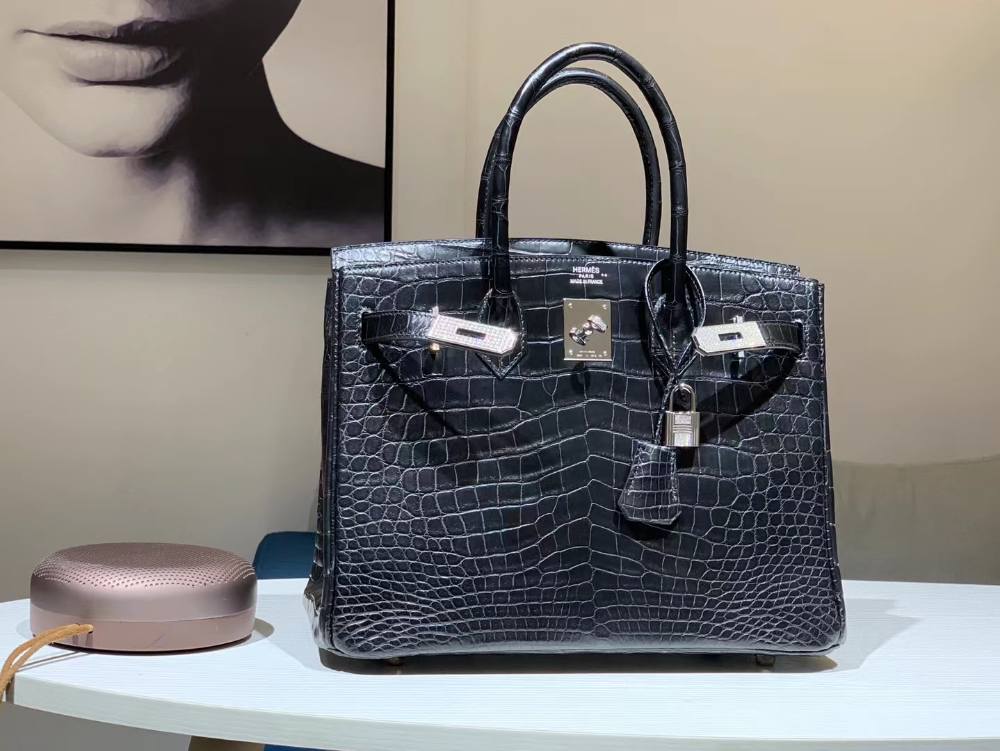 Birkinmm 铂金女王 HERMES 爱马仕 【现货】 Birkin 30cm CC89 Nior 经典黑 鳄鱼皮 进口蜜蜡线 全手工制作 高定真钻铂金包