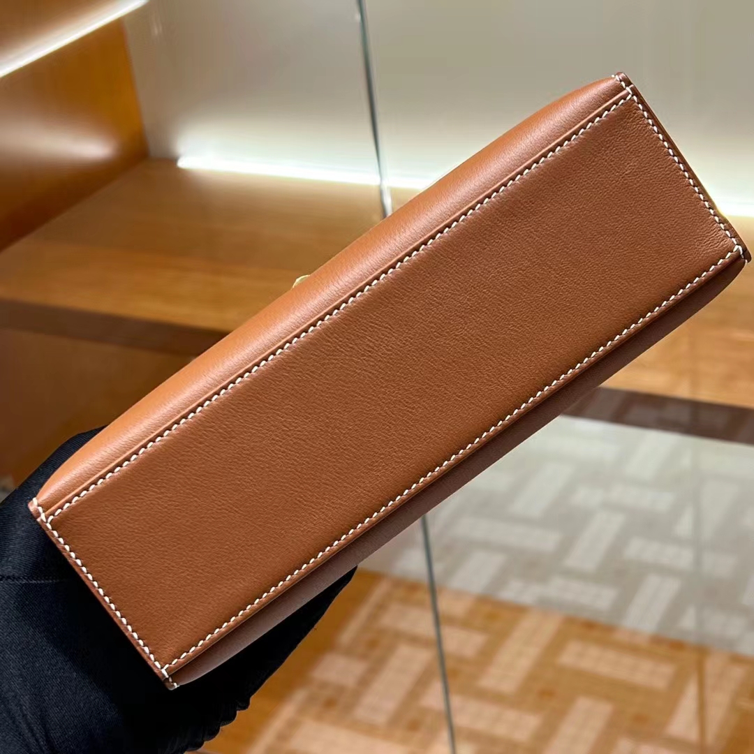 HERMES 爱马仕 MiniKelly 1 Kelly Pochetto【现货】CK37 金棕色 Swift 现货 进口蜜蜡线 全手工制作 铂金女王 Birkinmm