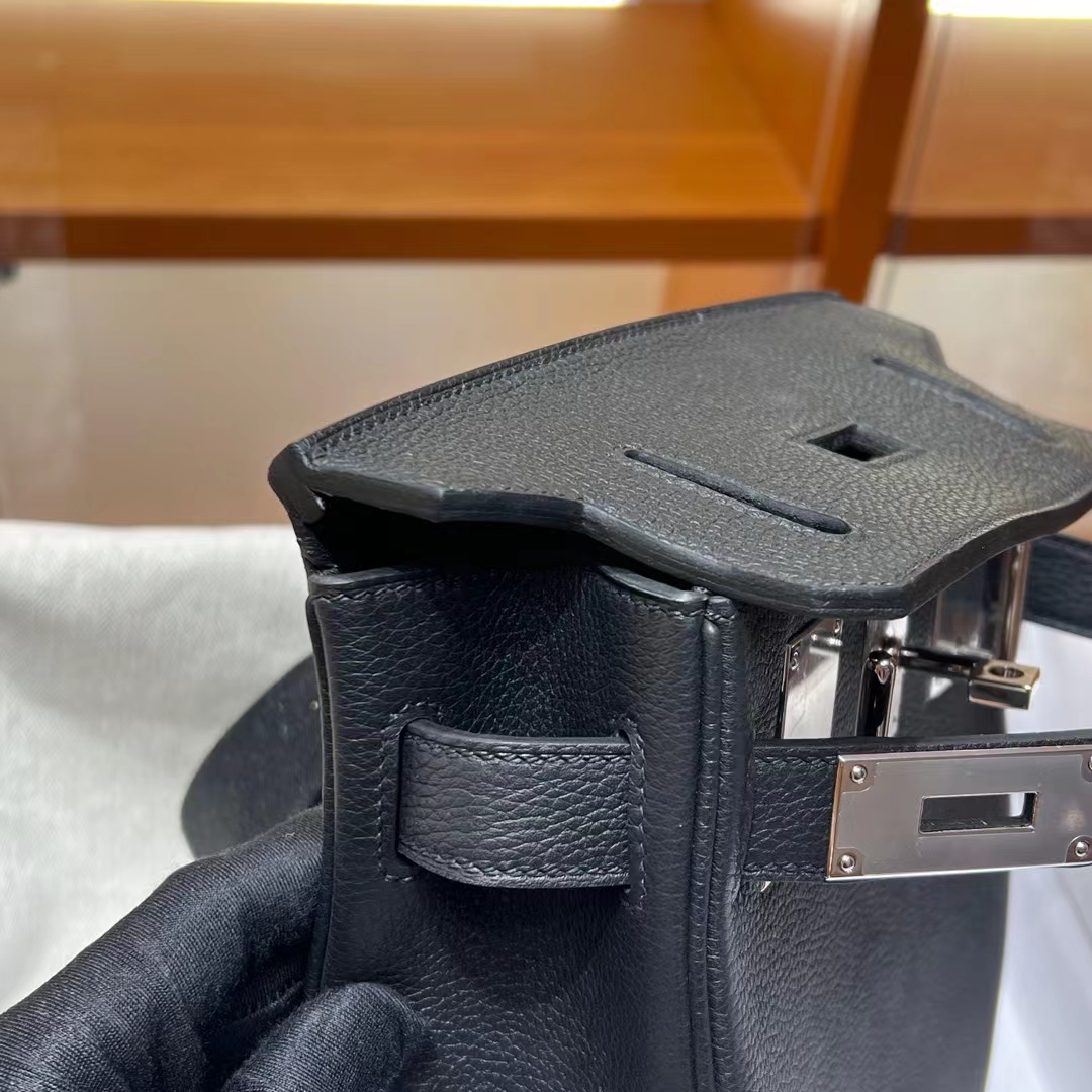 HERMES 爱马仕 【现货】新款 HAC A DOS BACKPACK Clemence皮 黑色 现货 进口蜜蜡线 全手工制作 铂金女王 Birkinmm