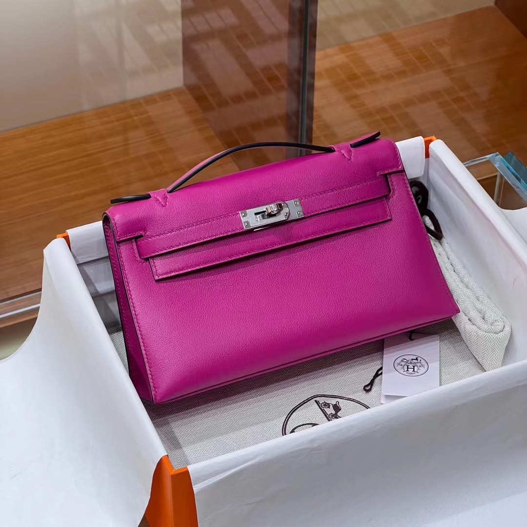 HERMES 爱马仕 MiniKelly 1 Kelly Pochetto 5J Fushsia悬铃花紫/桃红色 Swift  现货 进口蜜蜡线 全手工制作 铂金女王 Birkinmm