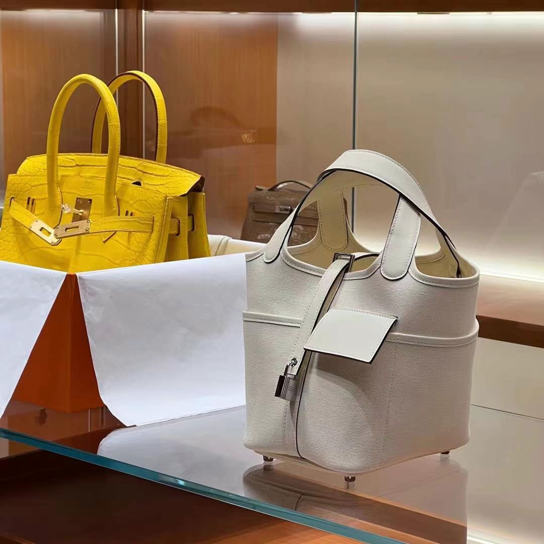HERMES 爱马仕 Picotin cargo 18cm 10 Craie 奶昔白 进口蜜蜡线 全手工制作 Birkinmm铂金女王