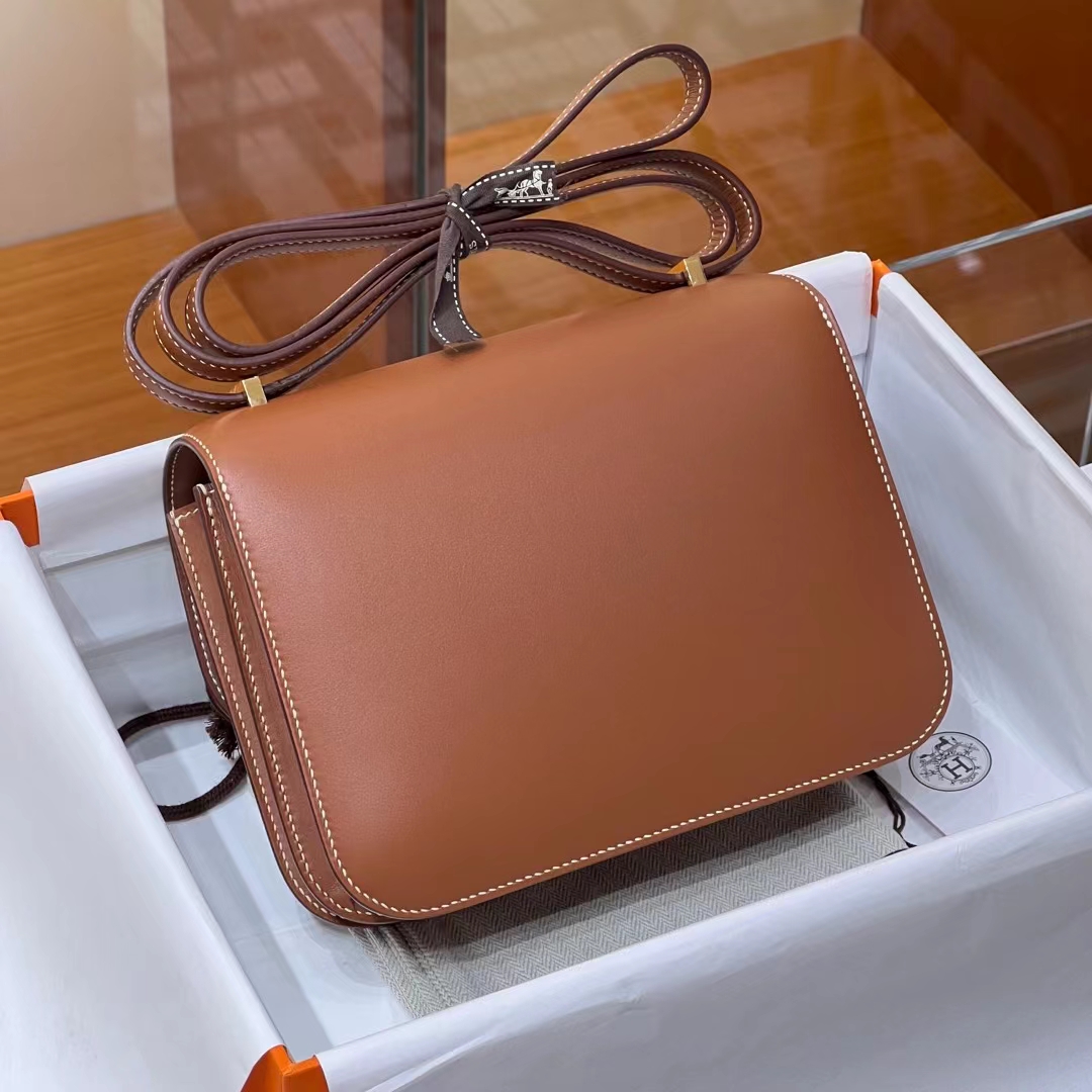 Birkinmm 铂金女王 HERMES 爱马仕 Constance 19CM 马鞍皮 CK37 金棕色 进口蜜蜡线 全手工制作
